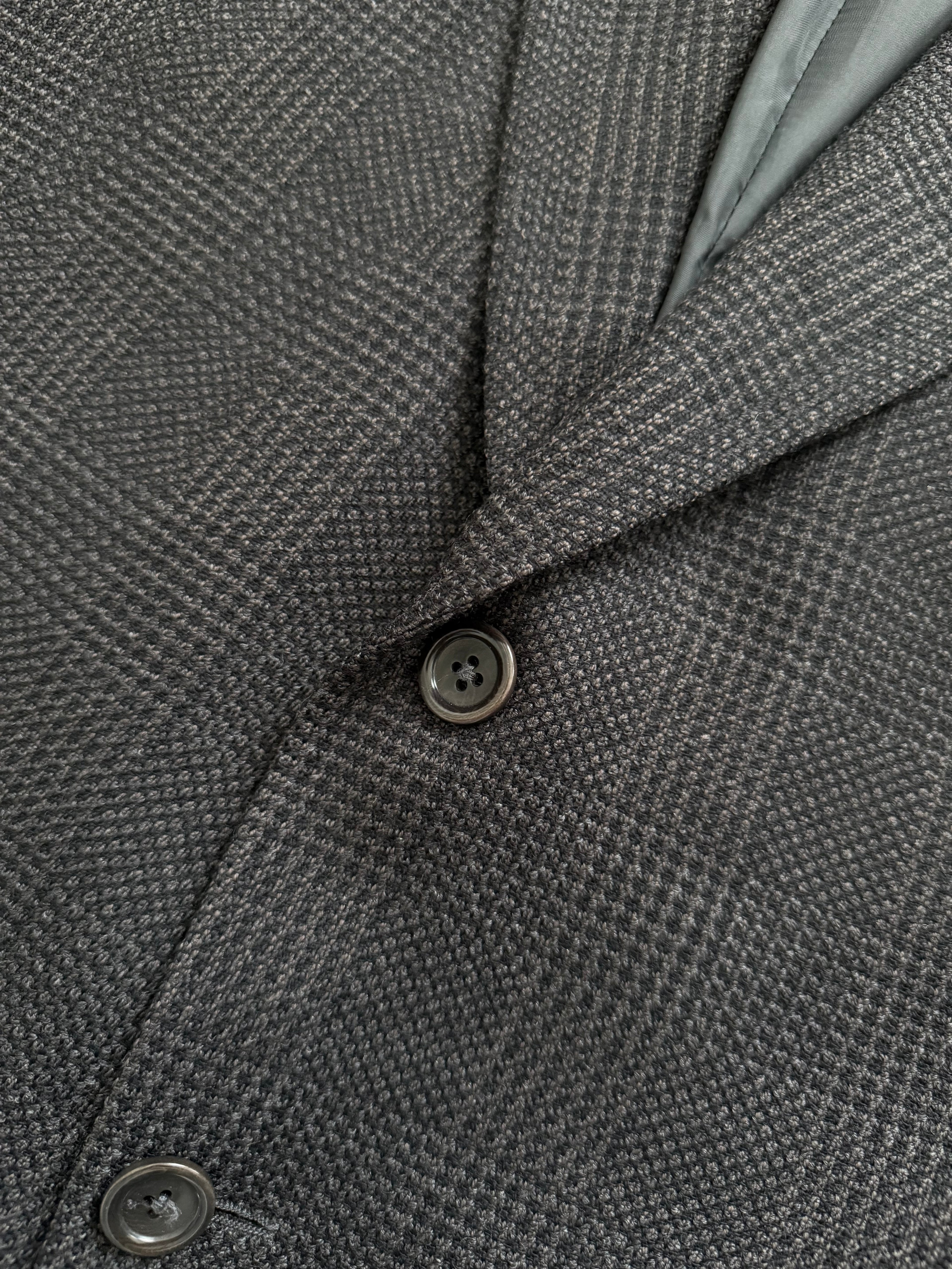 Armani 1990s 2B Grey Wool Check Sport Jacket Blazer - Size XXL