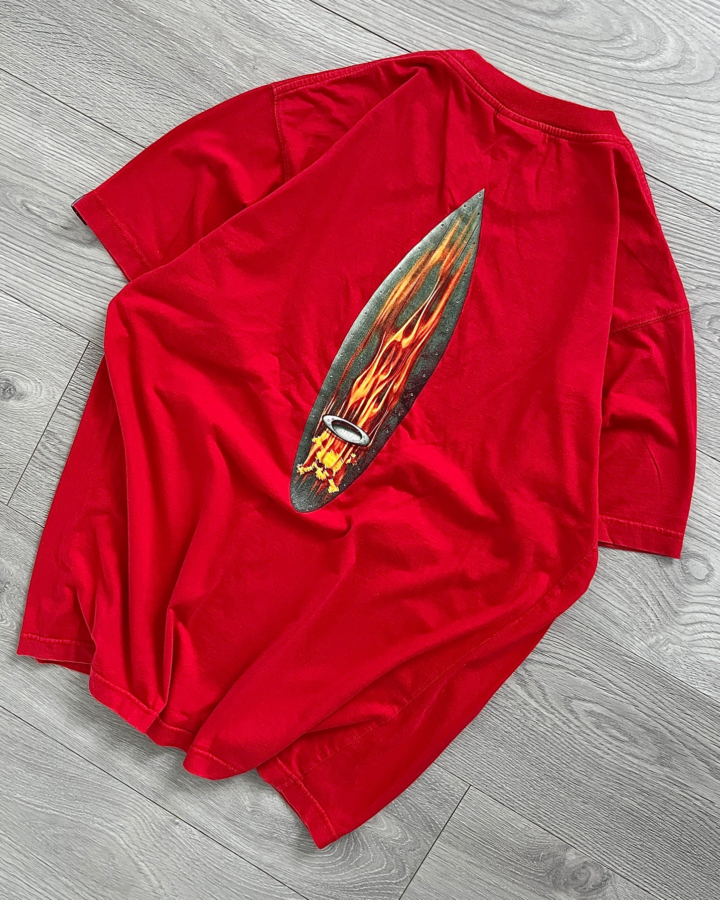 Oakley 00s Flame Metal Surfboard T-Shirt - Size L