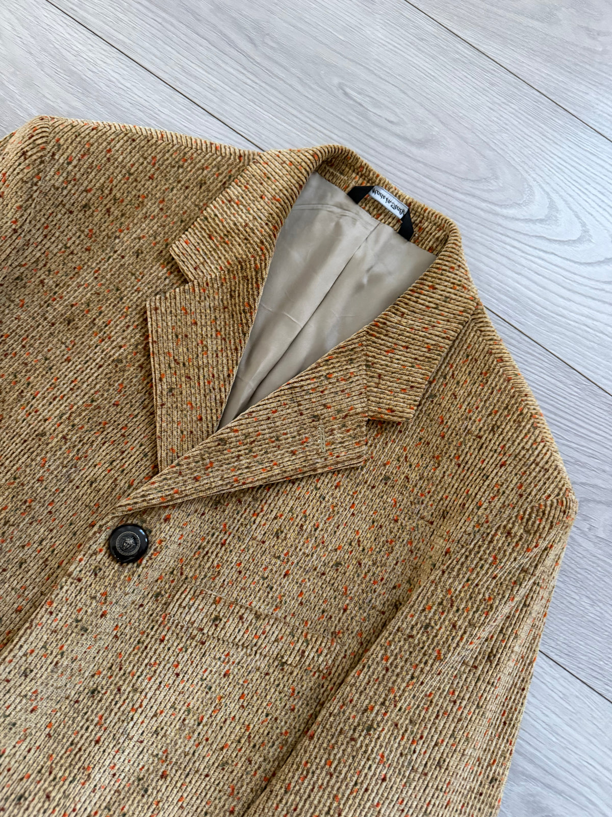 Versace Couture 1990s Metal Button Speckled Cotton Corduroy Sport Jacket Blazer - Size S