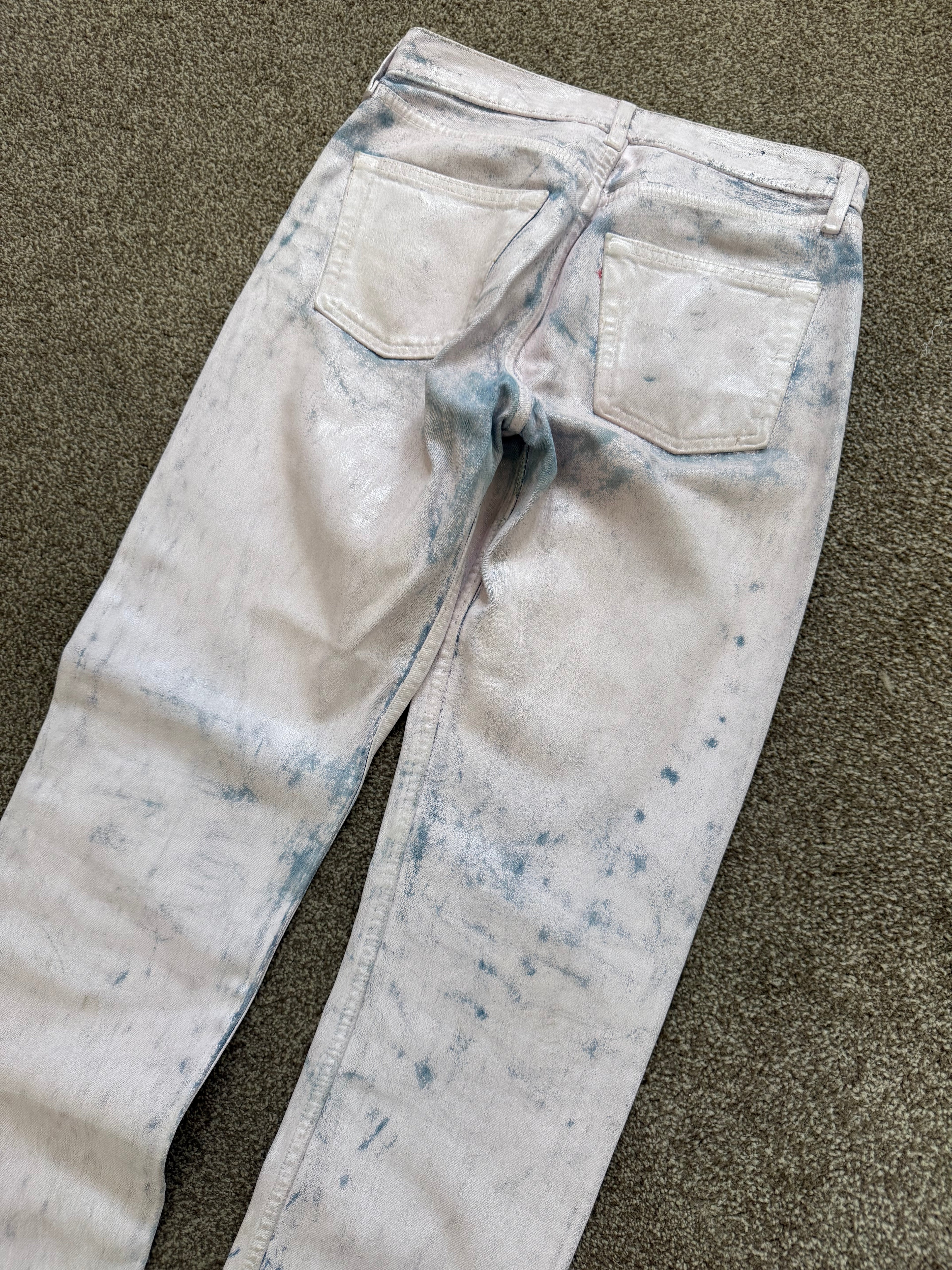 Maison Martin Margiela Artisanal Line (0) SS2000 Pink Painted Denim Jeans - Size 29" Waist
