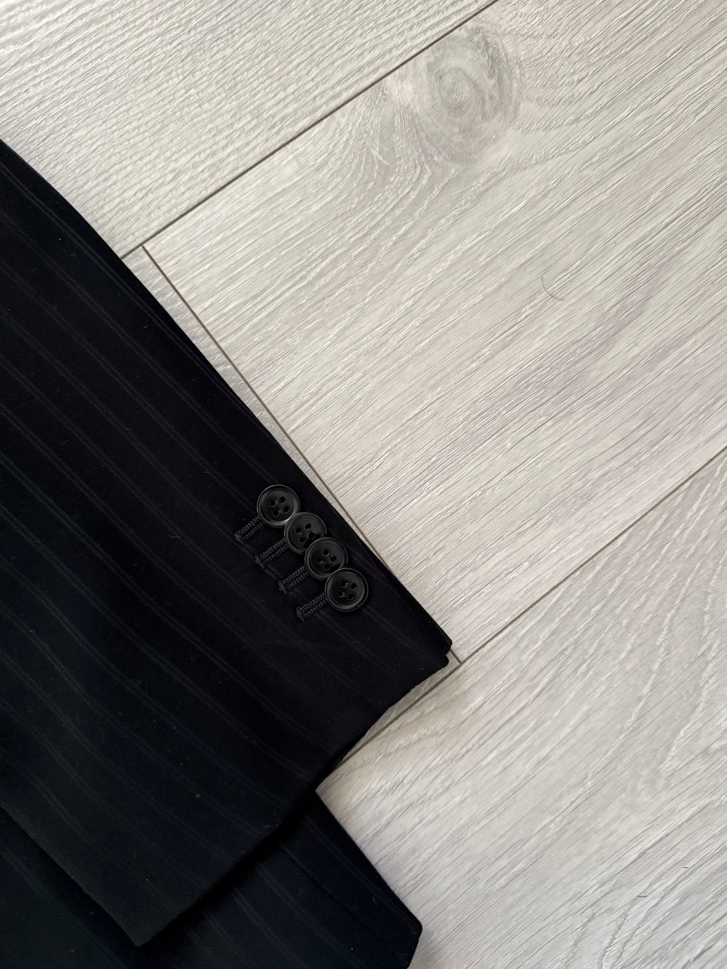 Giorgio Armani 1990s Peaked Lapel Striped Relaxed Suit - Size L Jacket / 34" Waist