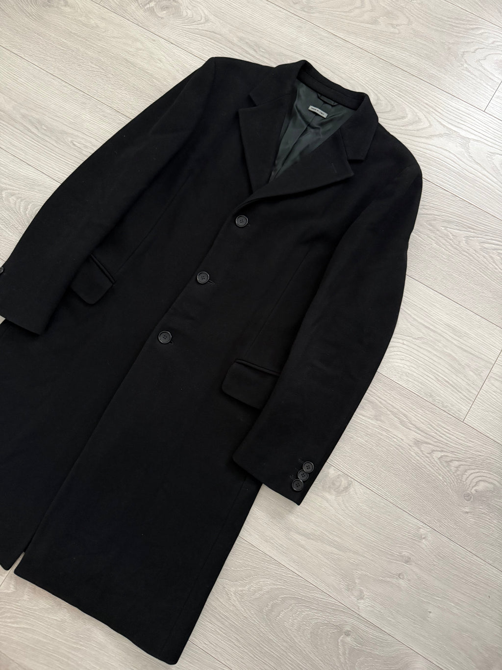 Hilton by Armani 1990s Wool Cashmere Black Coat - Size L
