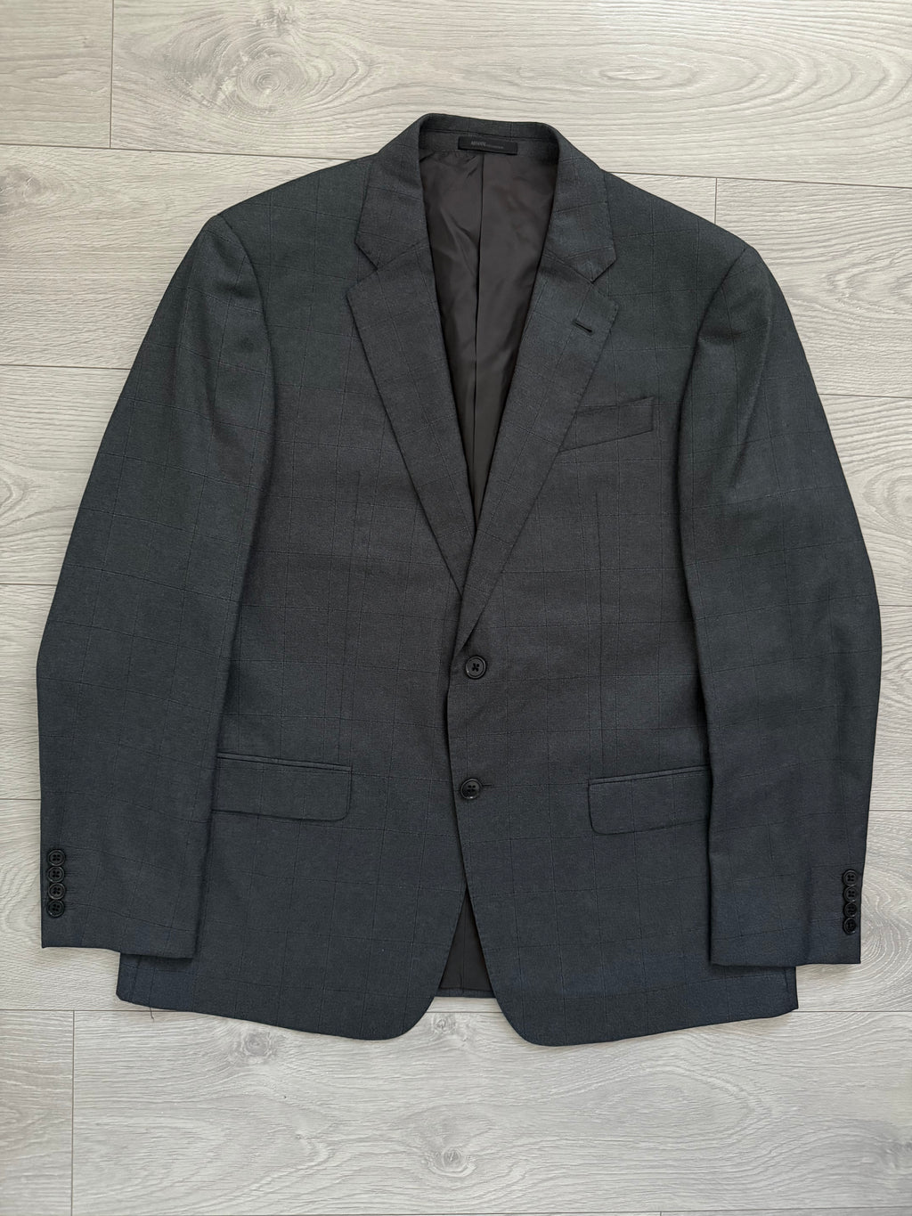 Armani 2016 Windowpane Check Wool Suit - L Jacket / 38" Waist