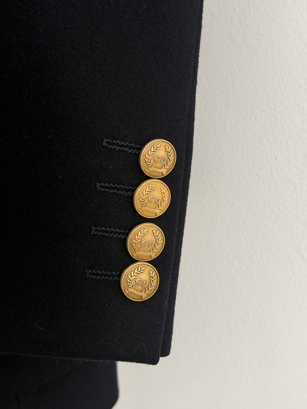 Dior 1980s 2B Metal Button Navy Wool Sport Jacket Blazer  - Size L