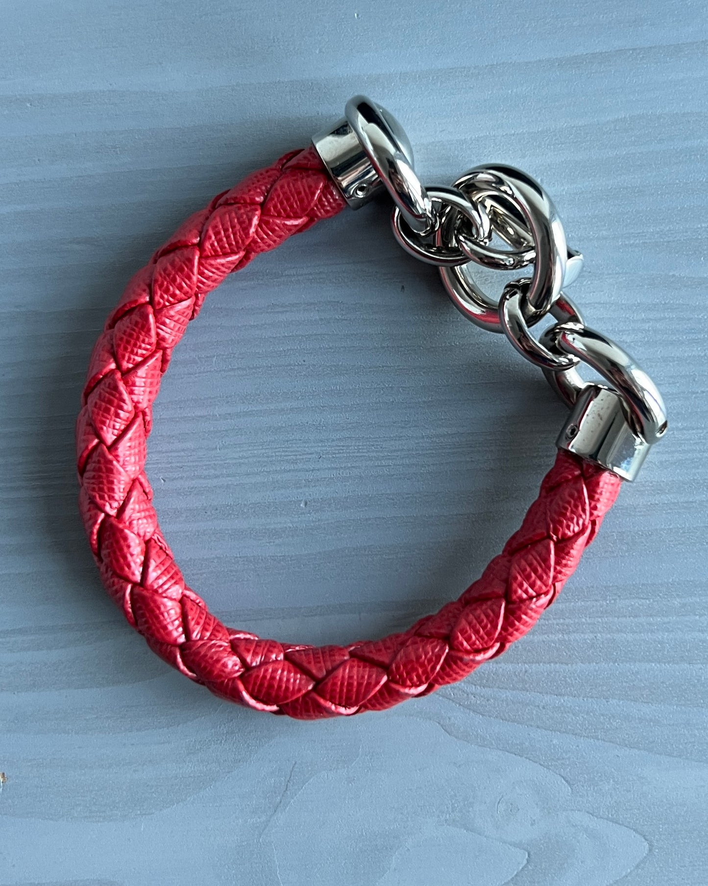 Prada Mainline 2015 Braided Leather Toggle Bracelet