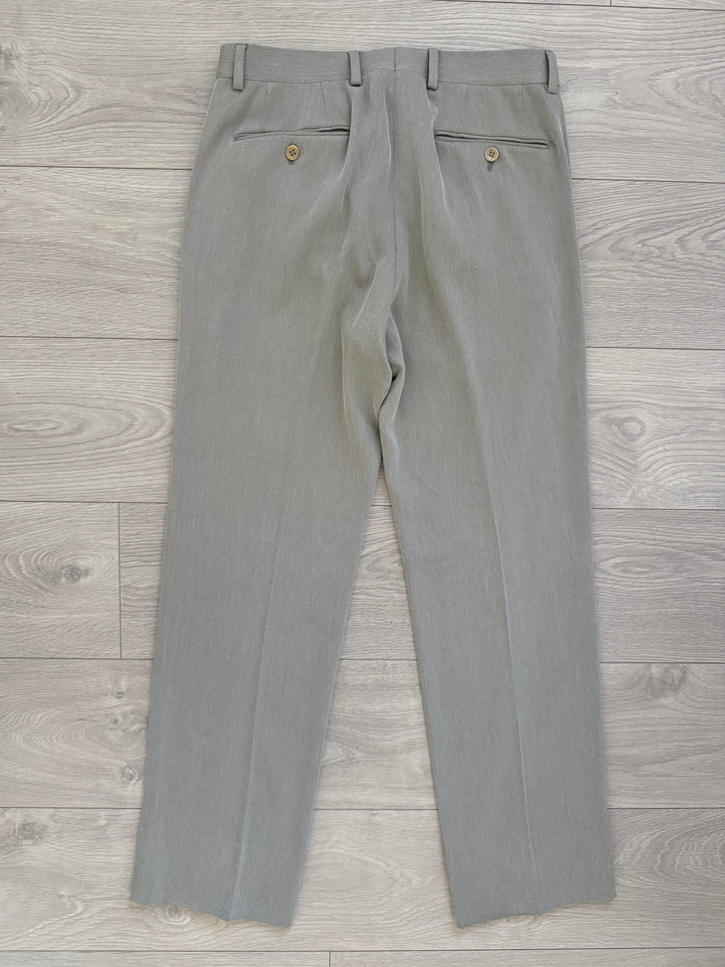 Armani 1990s 2B Draped Crepe Weave Grey Suit - Size S Jacket / 30" Waist