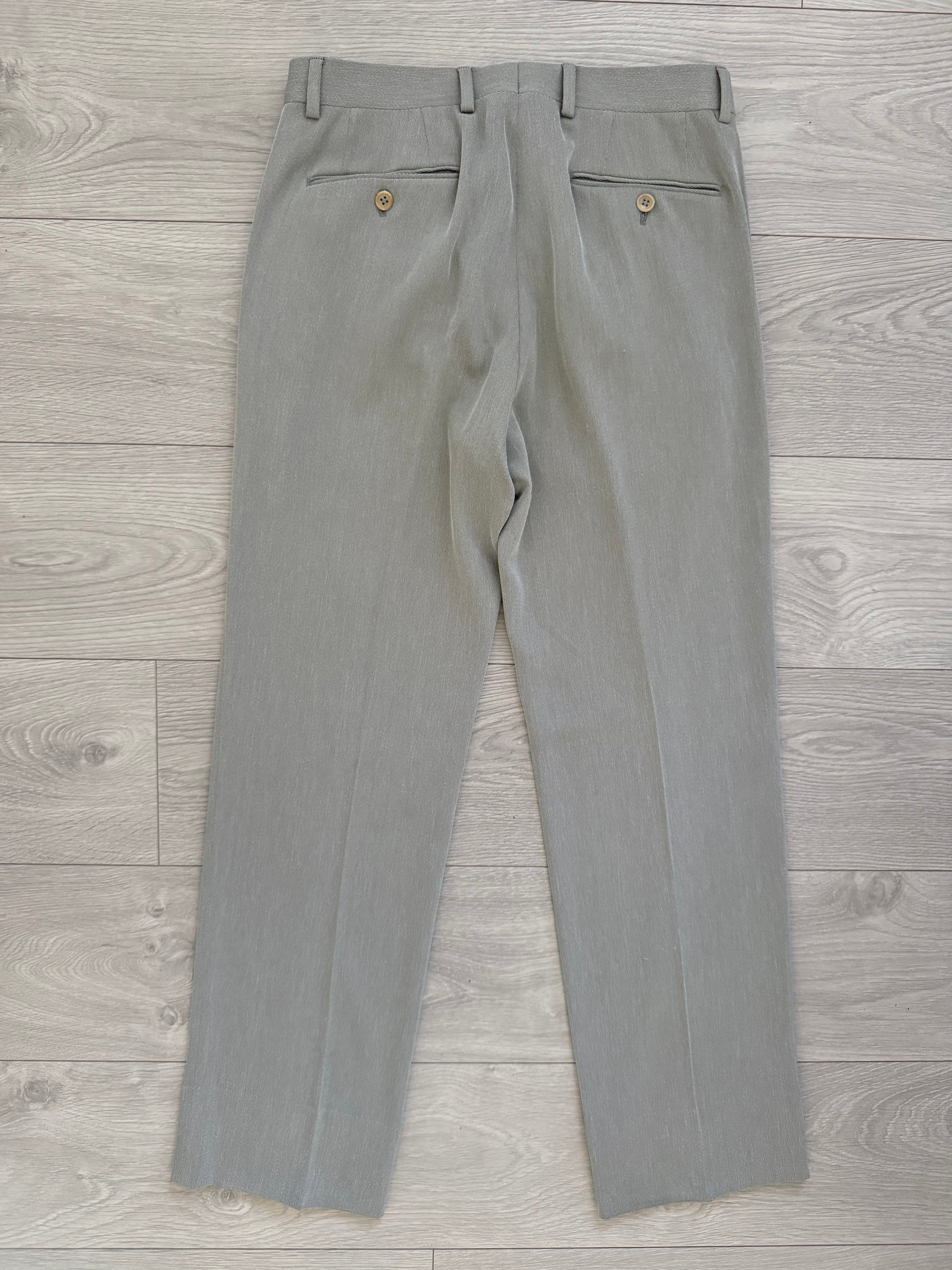 Armani 1990s 2B Draped Crepe Weave Grey Suit - Size S Jacket / 30" Waist