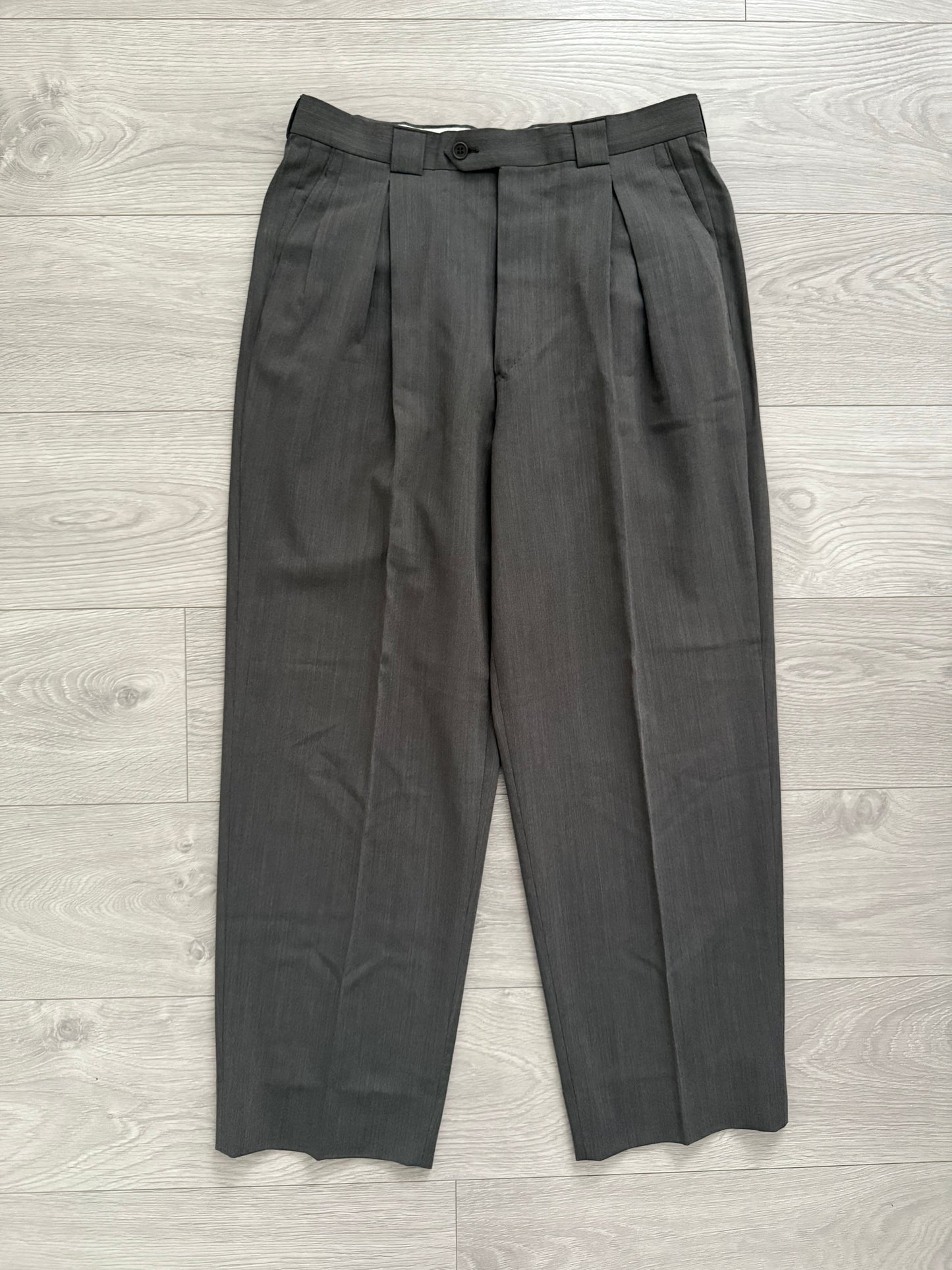 Giorgio Armani 1990s Double Breasted Triple Pleat Wool Suit - Size M Jacket / 32" Waist