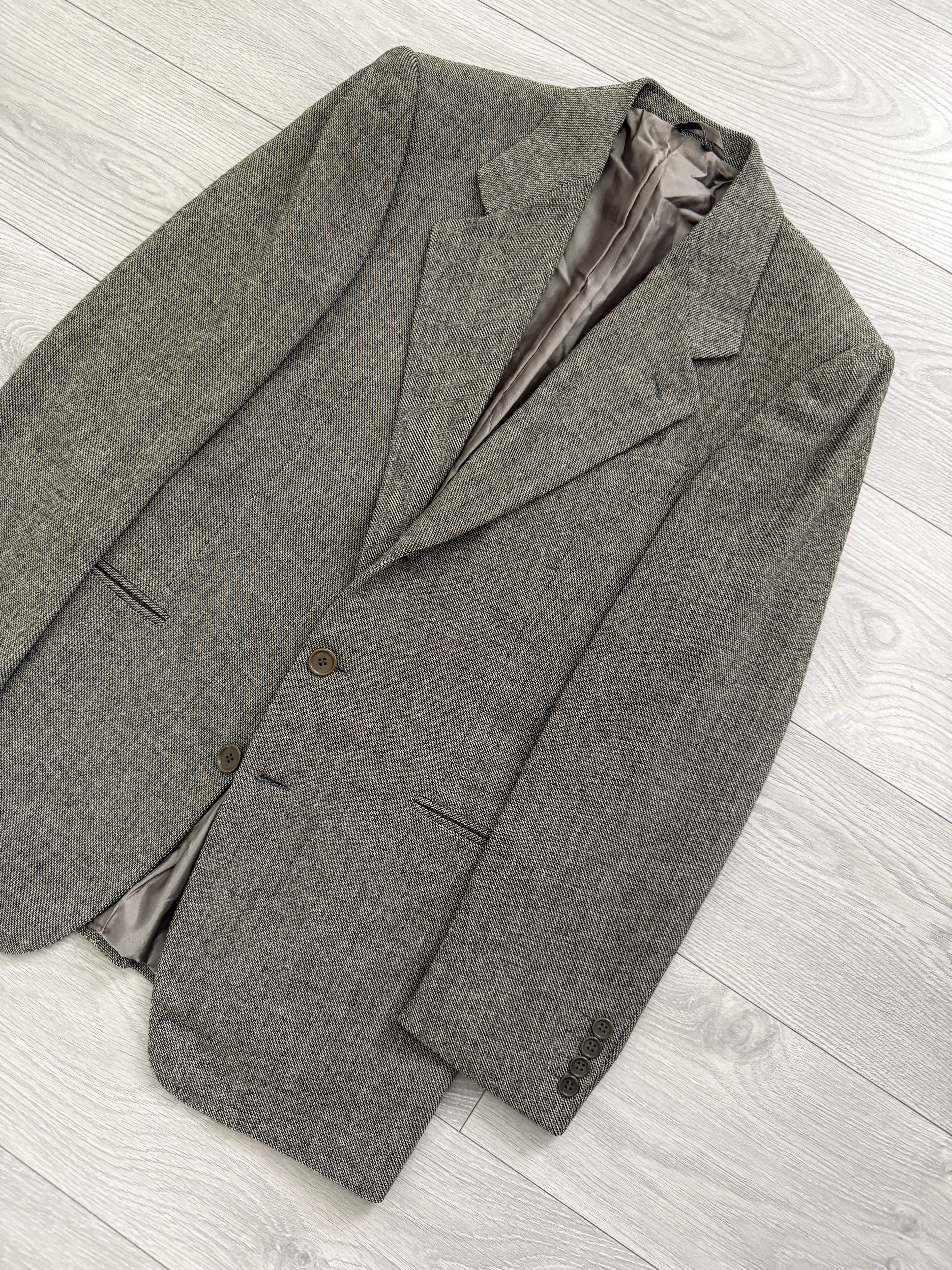 Giorgio Armani Black Label 1990s Textured Wool Check Sports Jacket Blazer - Size S