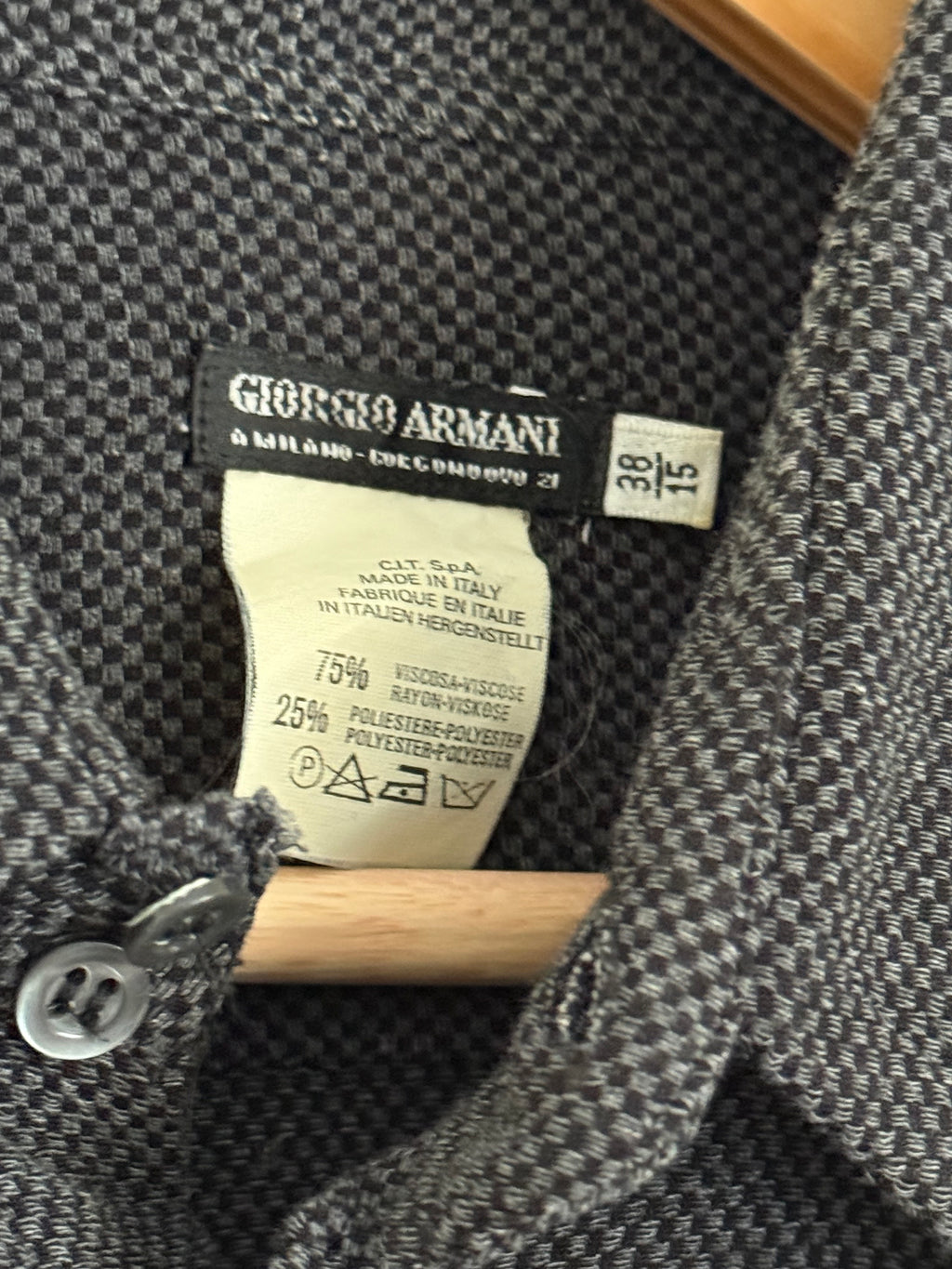 Giorgio Armani Black Label 1990s Spear Collar Shirt - Size S