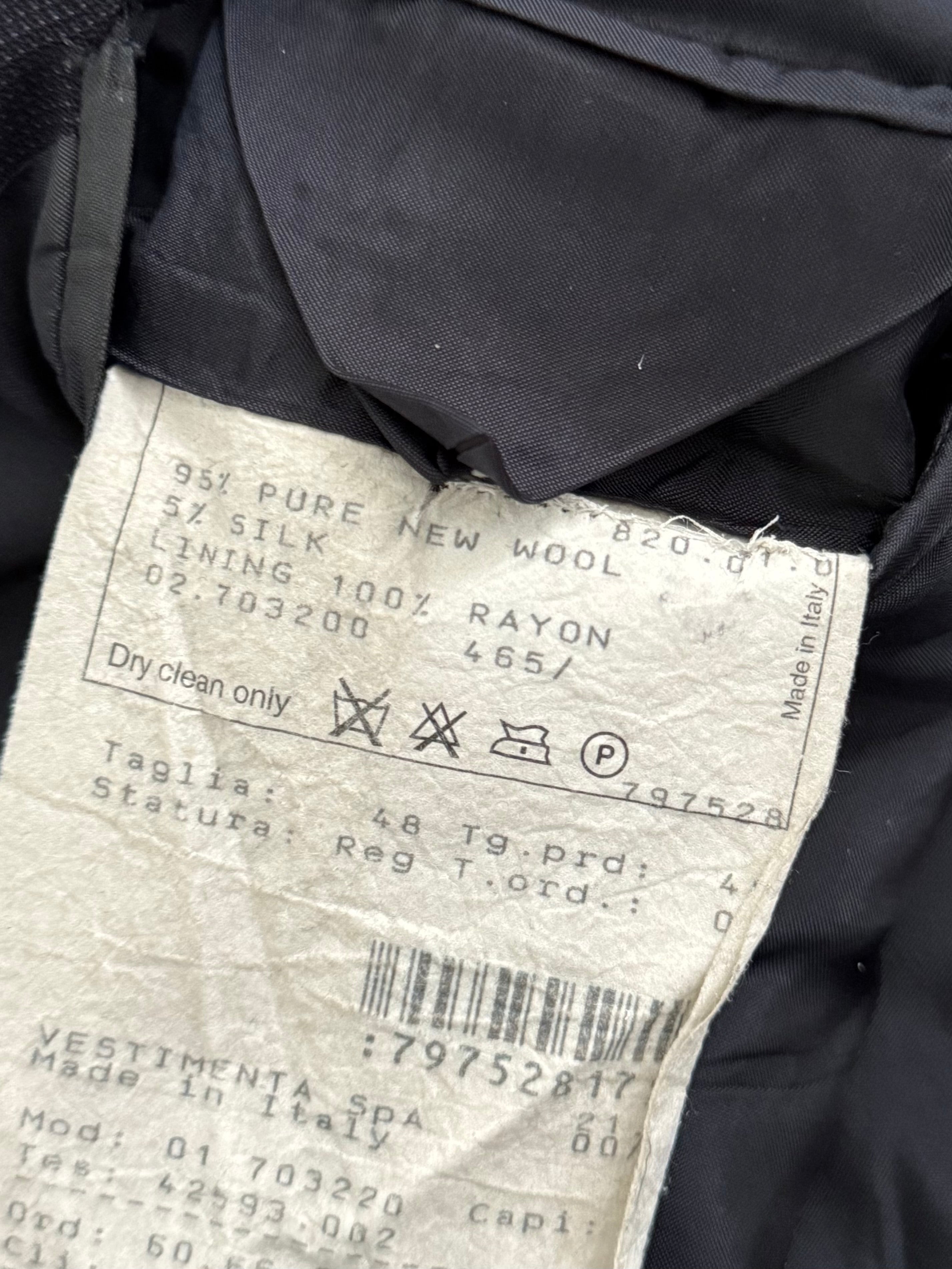 Giorgio Armani 1990s Double Breasted Pleated Navy Wool Suit  - Size L Jacket / 33" Waist