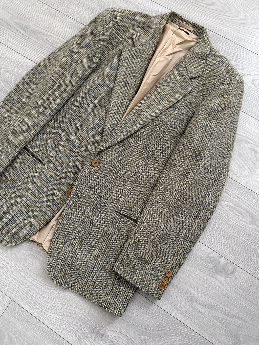 Giorgio Armani Black Label 1990s Textured Wool Check Sports Jacket Blazer - Size M