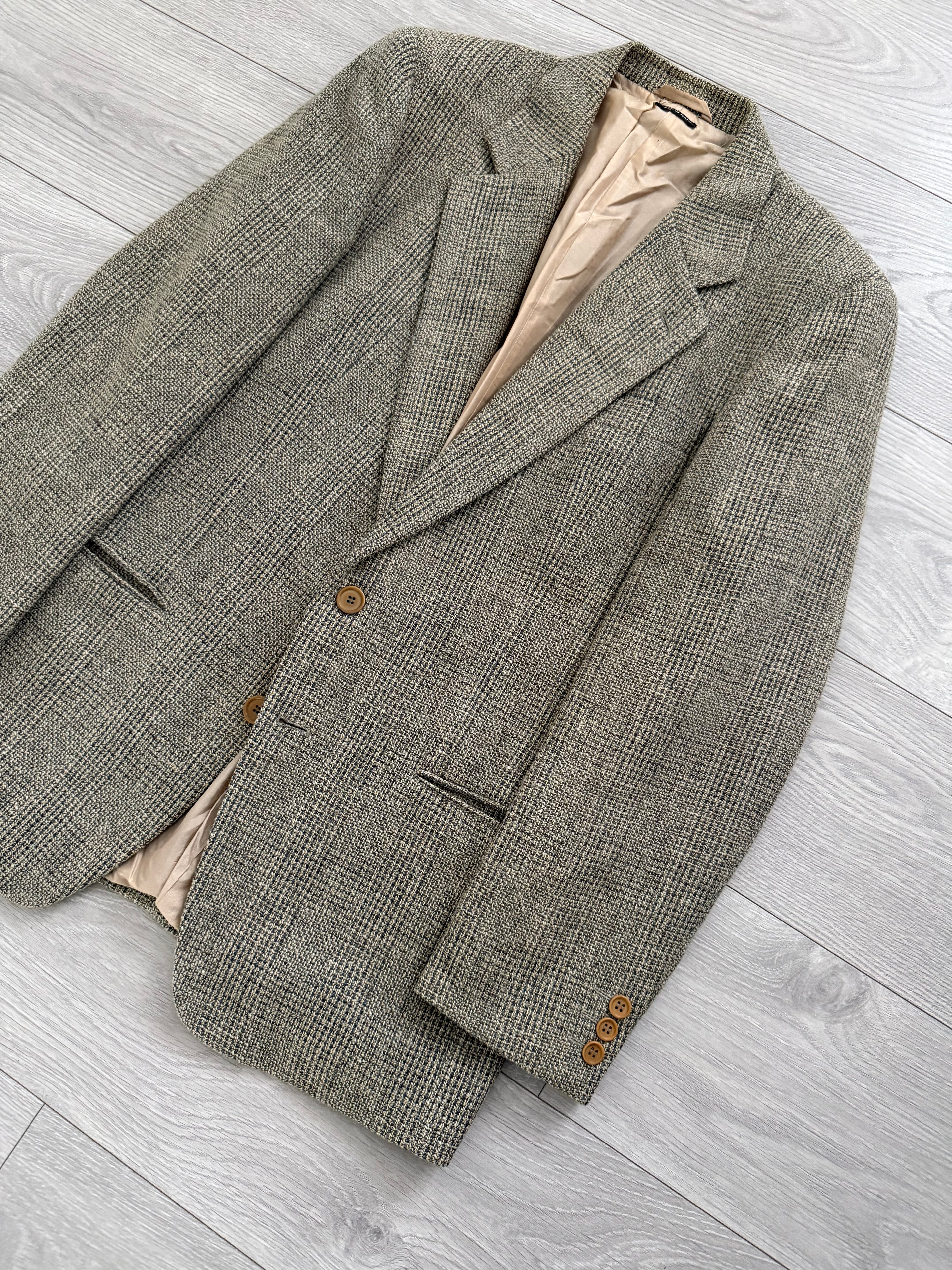 Giorgio Armani Black Label 1990s Textured Wool Check Sports Jacket Blazer - Size M