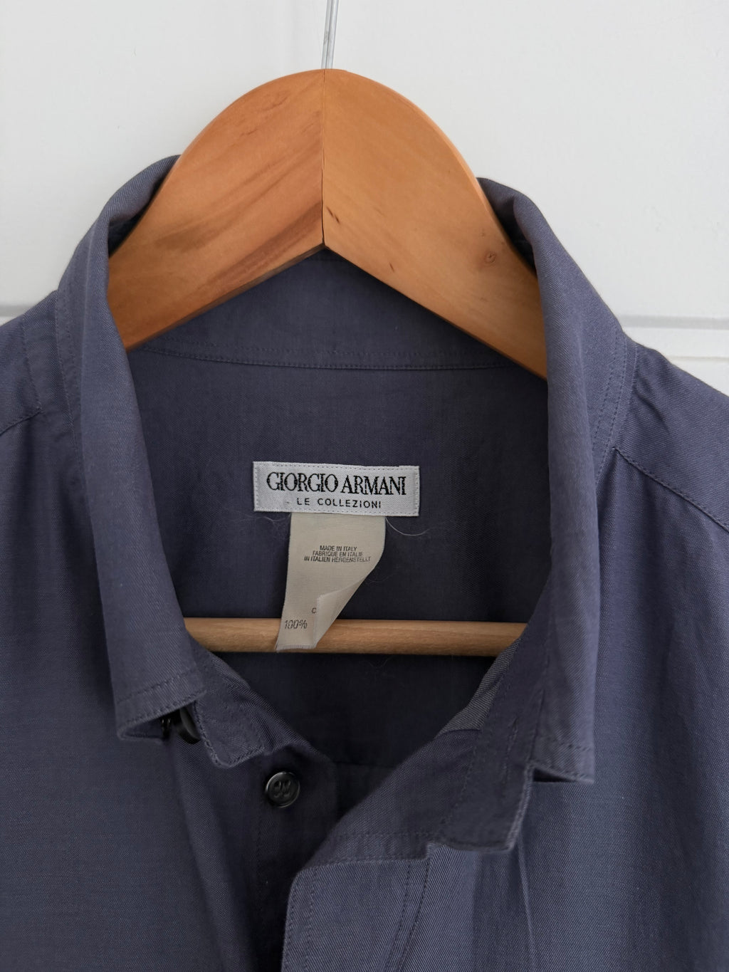 Giorgio Armani 1980s Cotton Shirt Midnight Blue - Size L