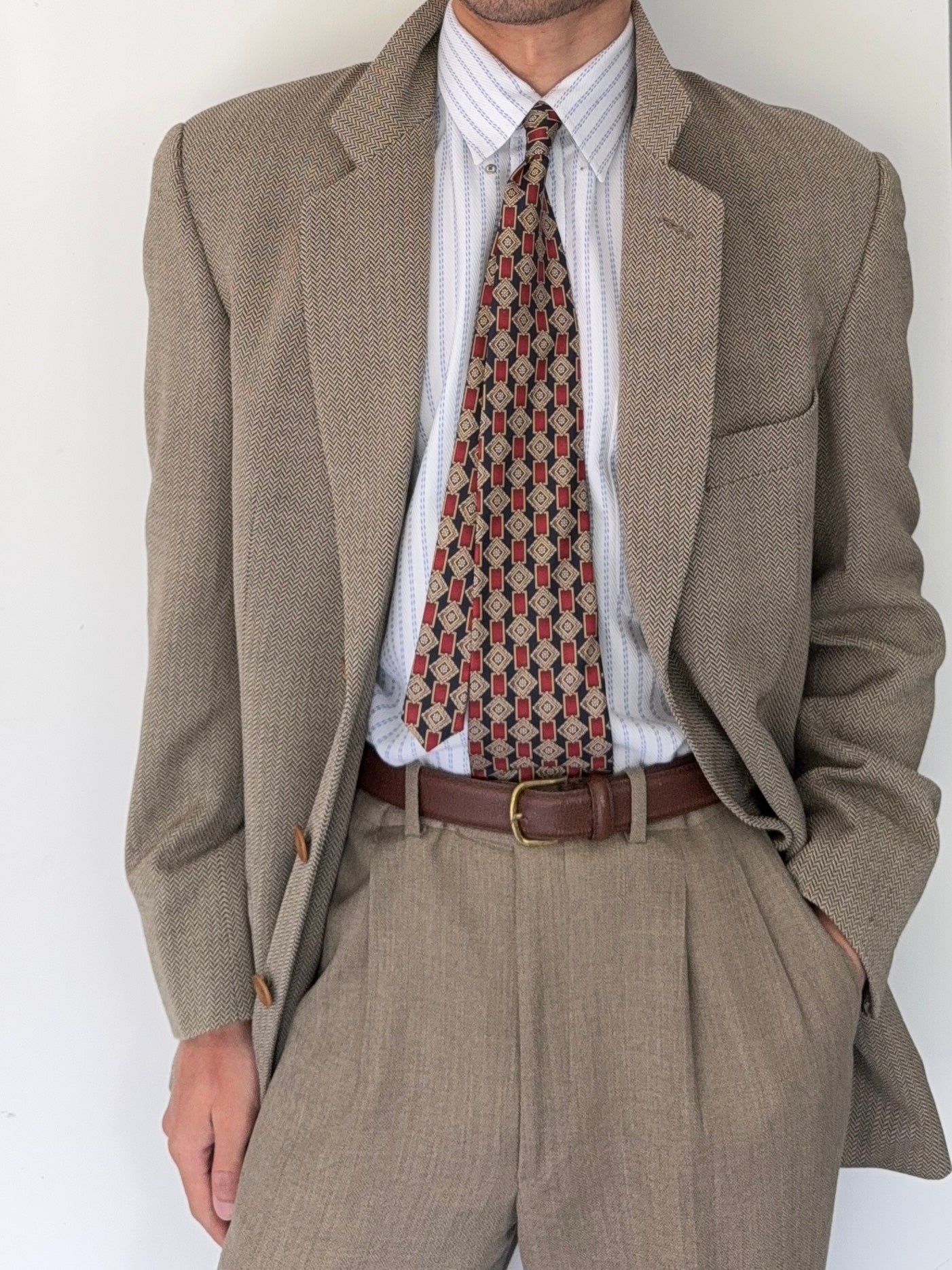 Giorgio Armani 1990s 3B Textured Jacquard Wool Sports Jacket