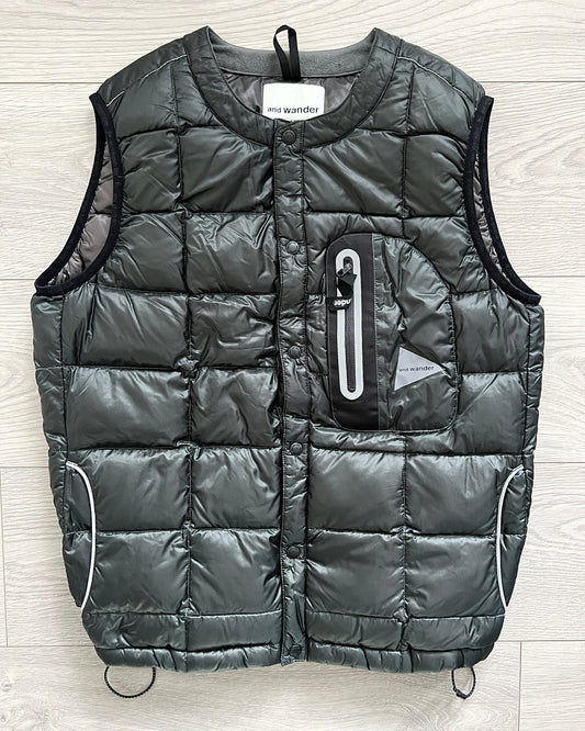 And Wander Pertex Quantum Square Stitch Snap Puffer Vest - Size S