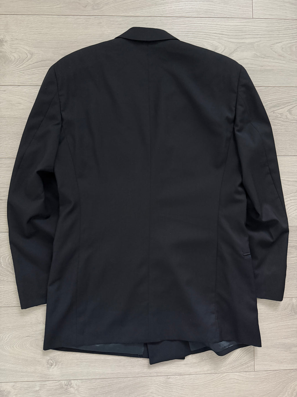 Giorgio Armani 1980s Peaked Lapel Double Breasted Metal Button Wool Sport Jacket Blazer Navy  - Size L