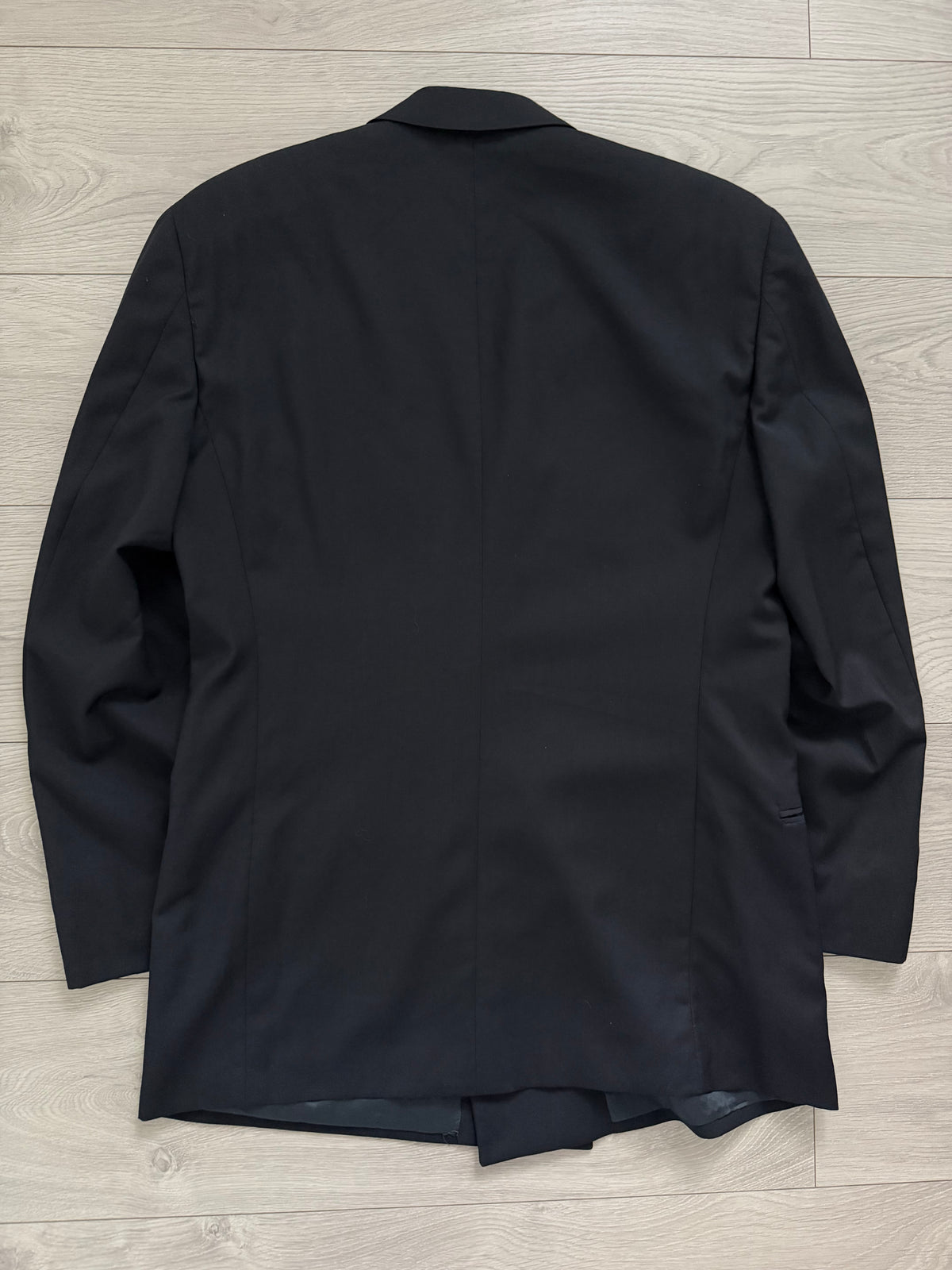 Giorgio Armani 1980s Peaked Lapel Double Breasted Metal Button Wool Sport Jacket Blazer Navy  - Size L