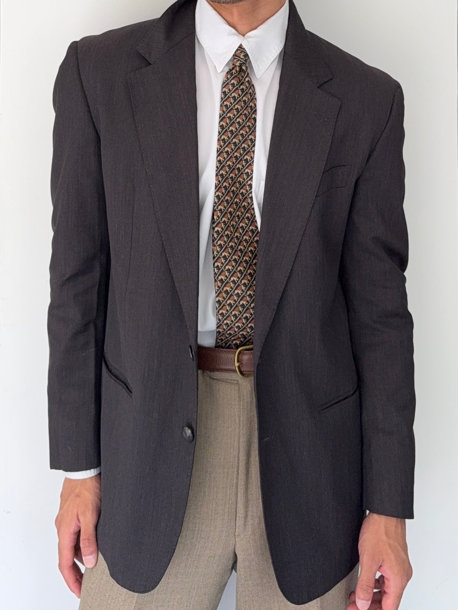 Valentino 1980s 2B Heathered Grey Wool Sports Jacket Blazer - Size S