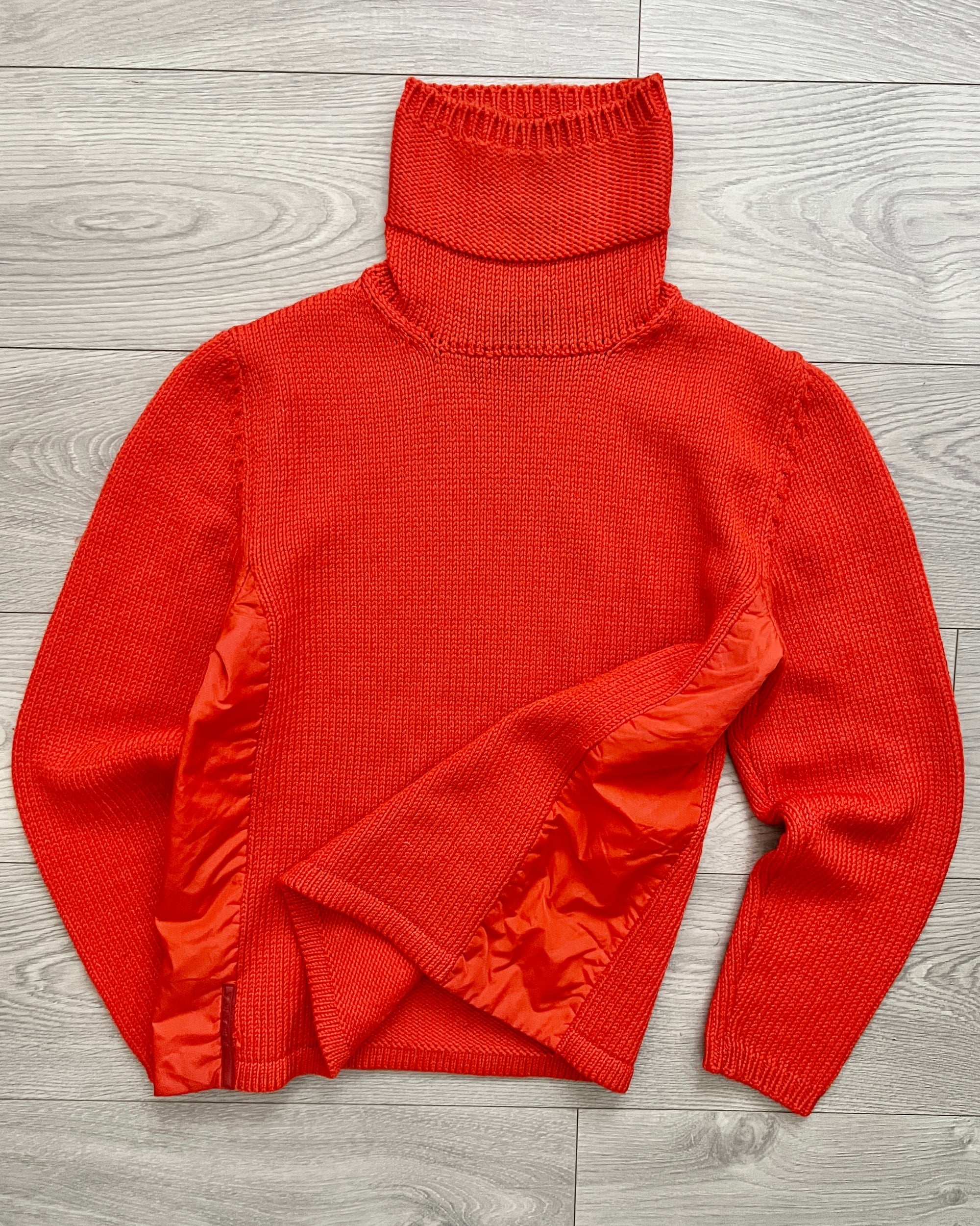 Prada Sport FW1999 Nylon Panelled High Neck Knit Sweater - Size S
