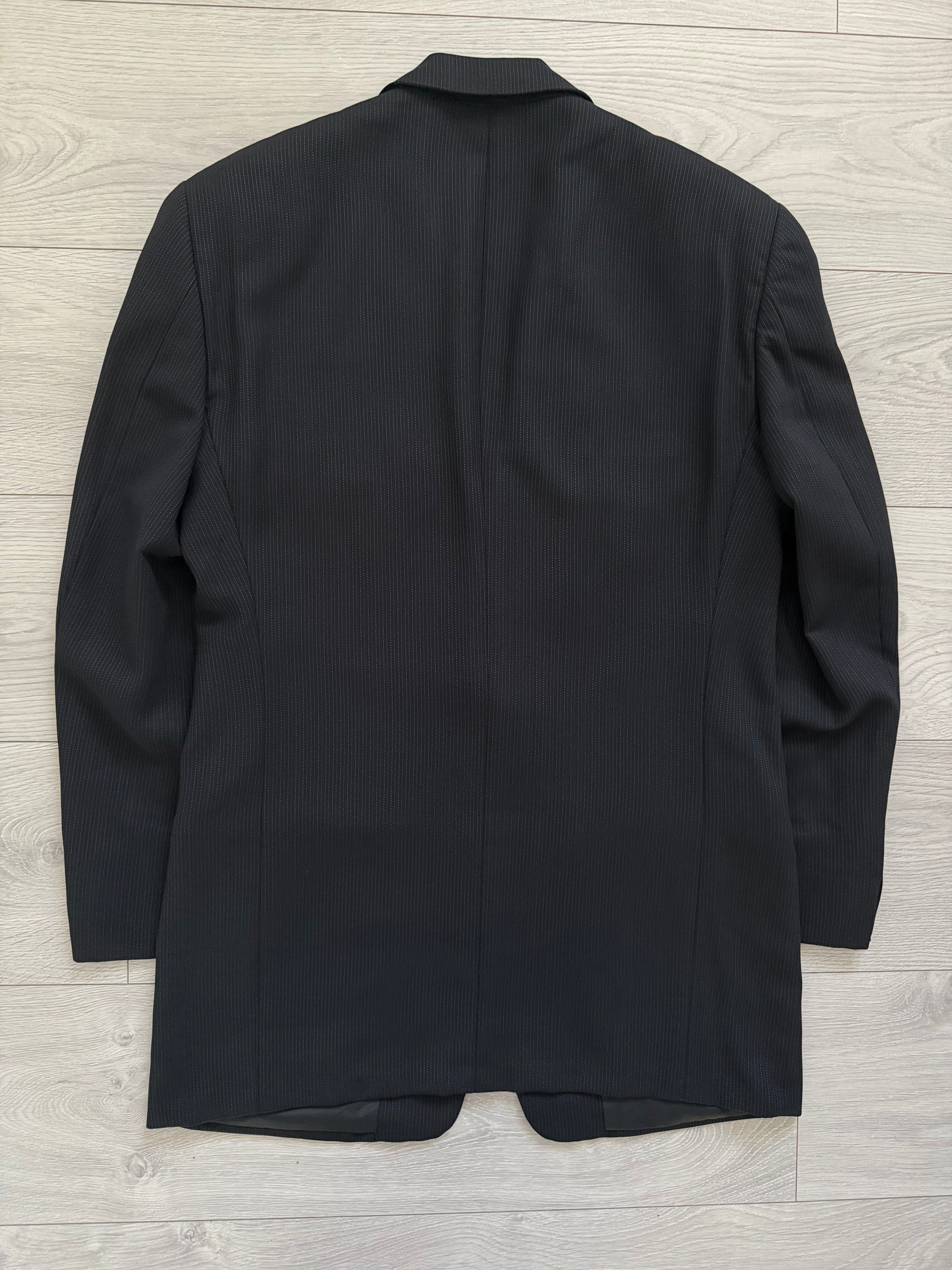 Giorgio Armani 1980s 2B Double Pleat Lightweight Textured Black Wool Suit - Size S Jacket / 30" Waist