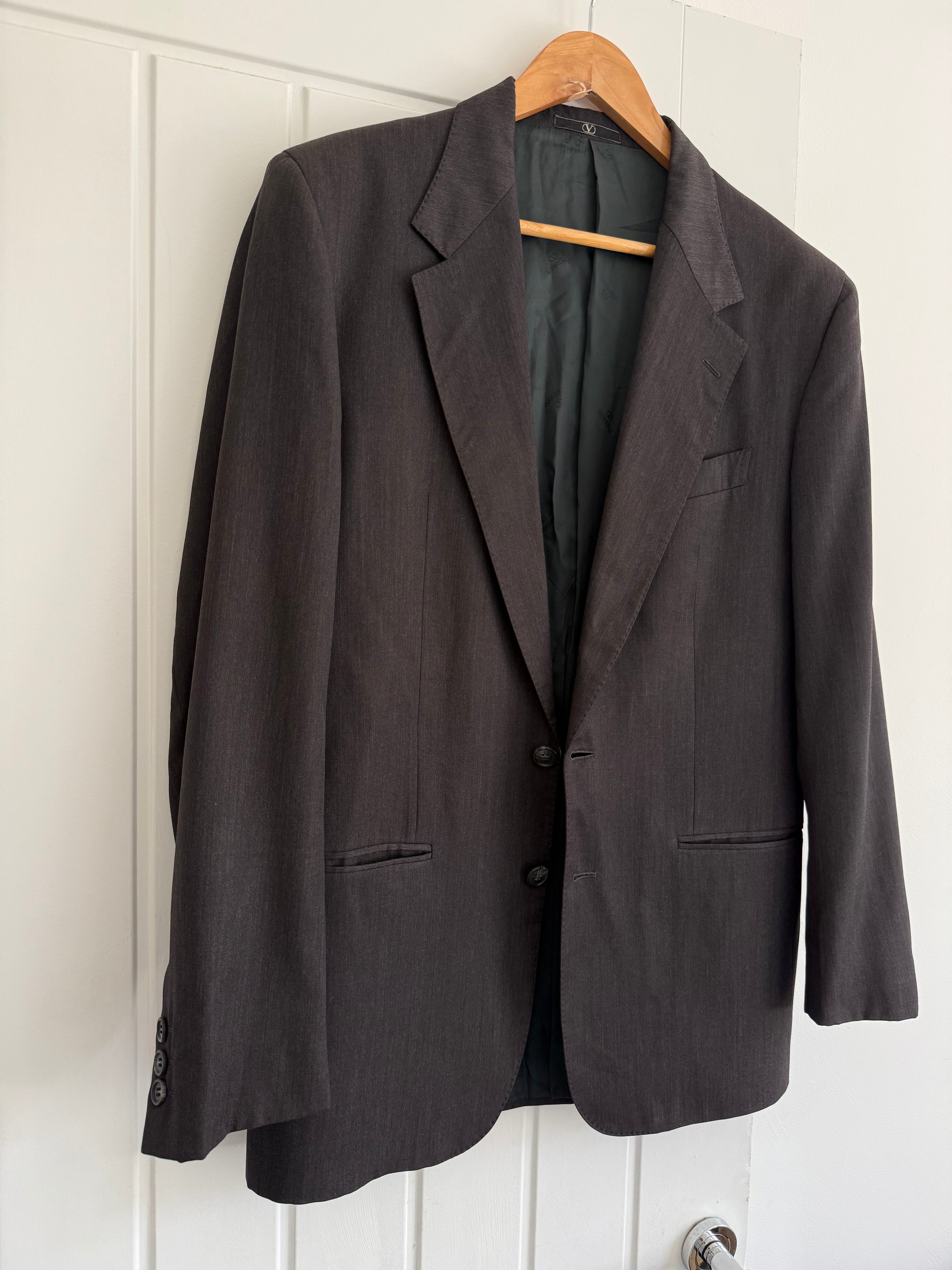 Valentino 1980s 2B Heathered Grey Wool Sports Jacket Blazer - Size