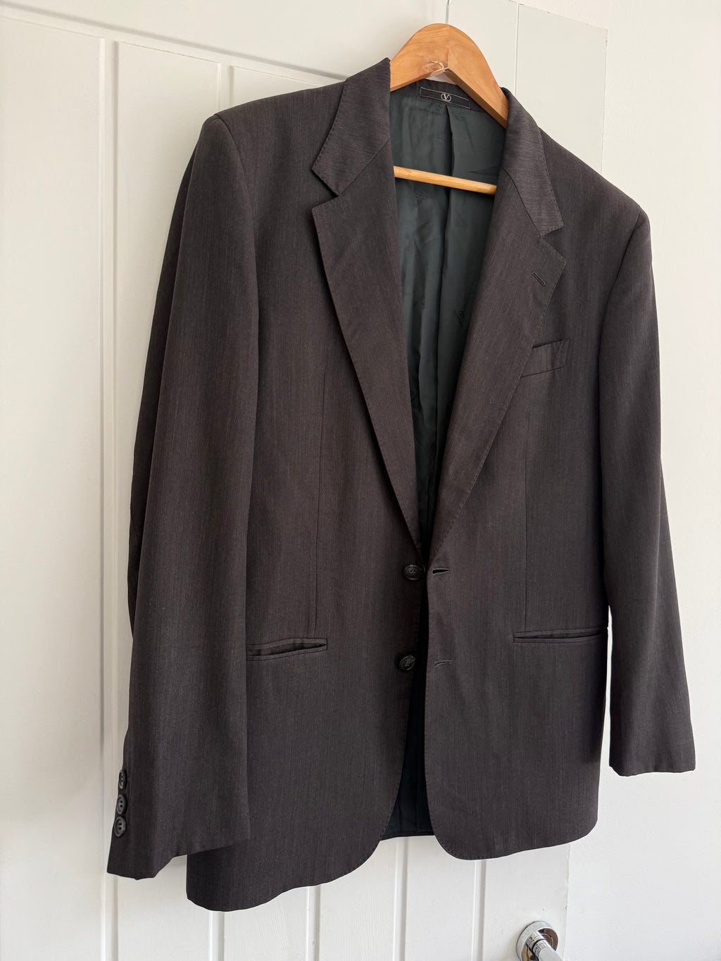Valentino 1980s 2B Heathered Grey Wool Sports Jacket Blazer - Size S