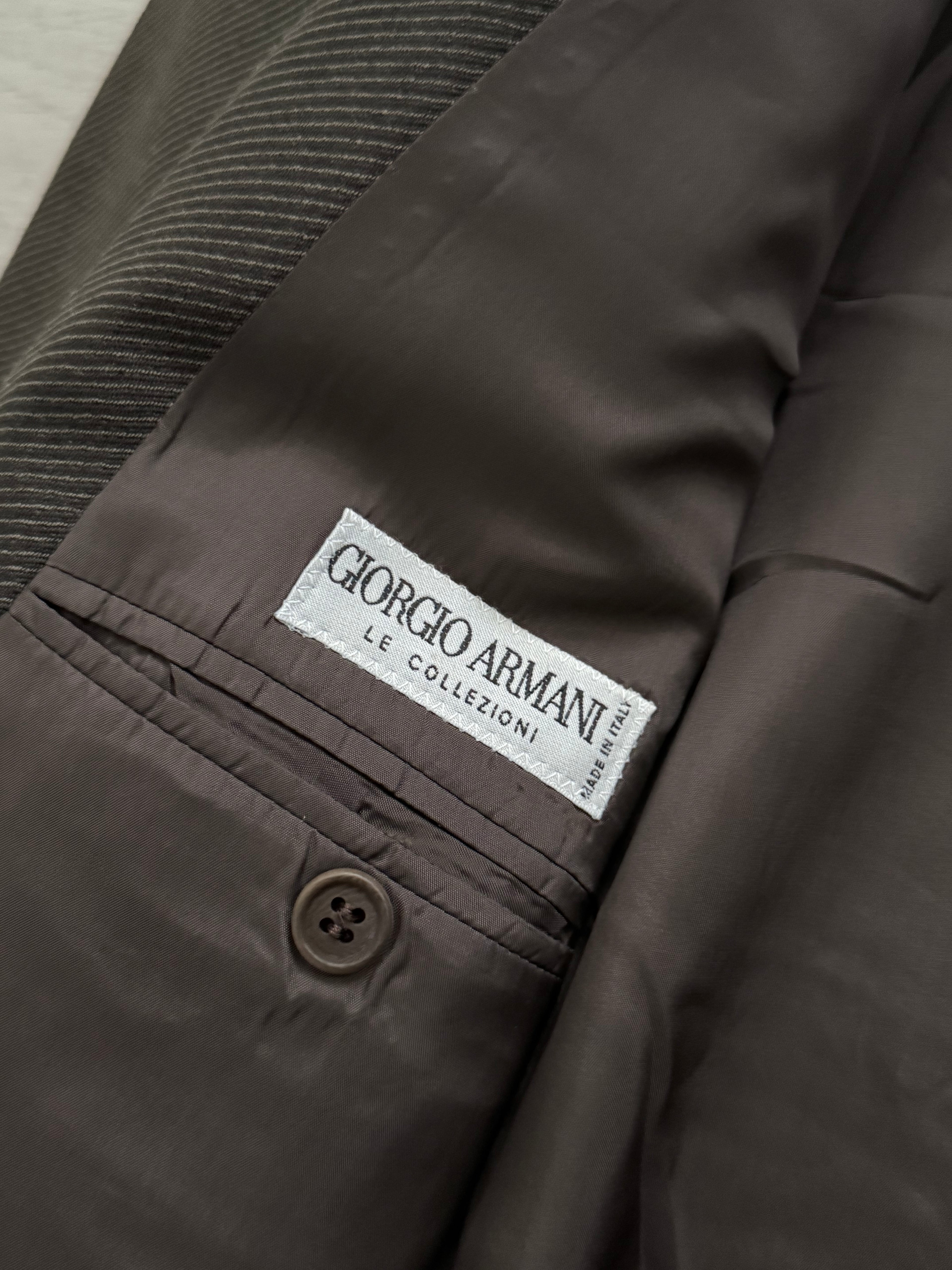 Giorgio Armani 1980s Double Breasted Pleated Wool Suit Brown New - Size L Jacket / 32" Waist