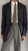 Emporio Armani 1990s 3B Chalk Stripe Ruched Wool Sport Jacket Blazer - Size M