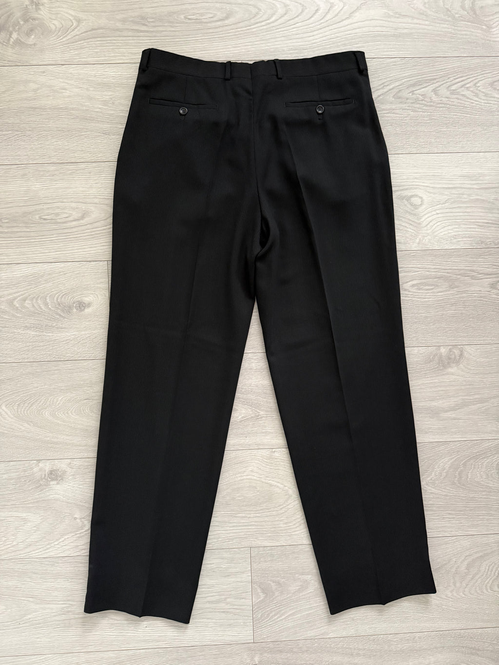 Armani 1990s 3B Draped Wool Black Suit - Size XL Jacket / 36" Waist