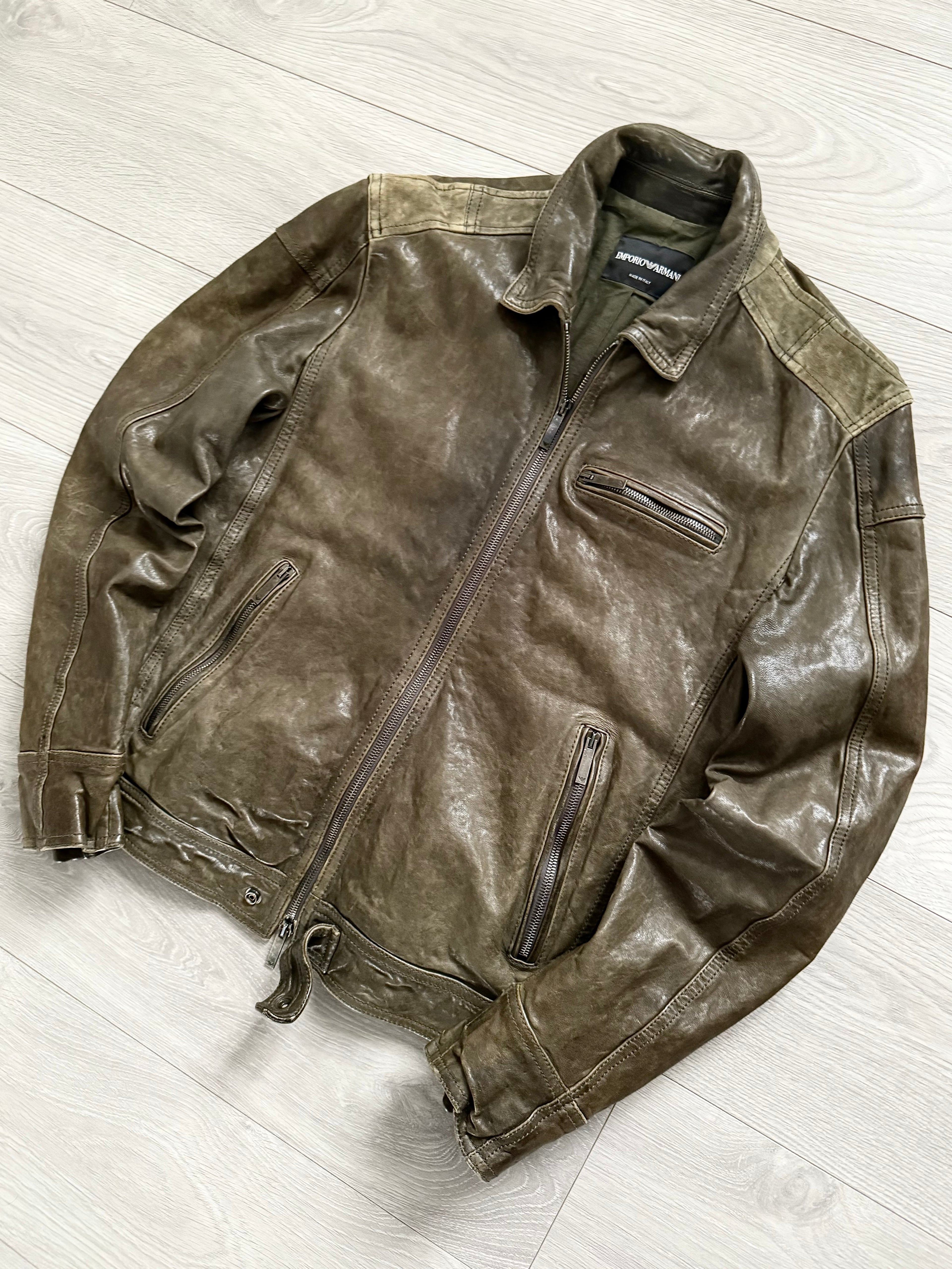 Emporio Armani 00s Leather Jacket - Size M
