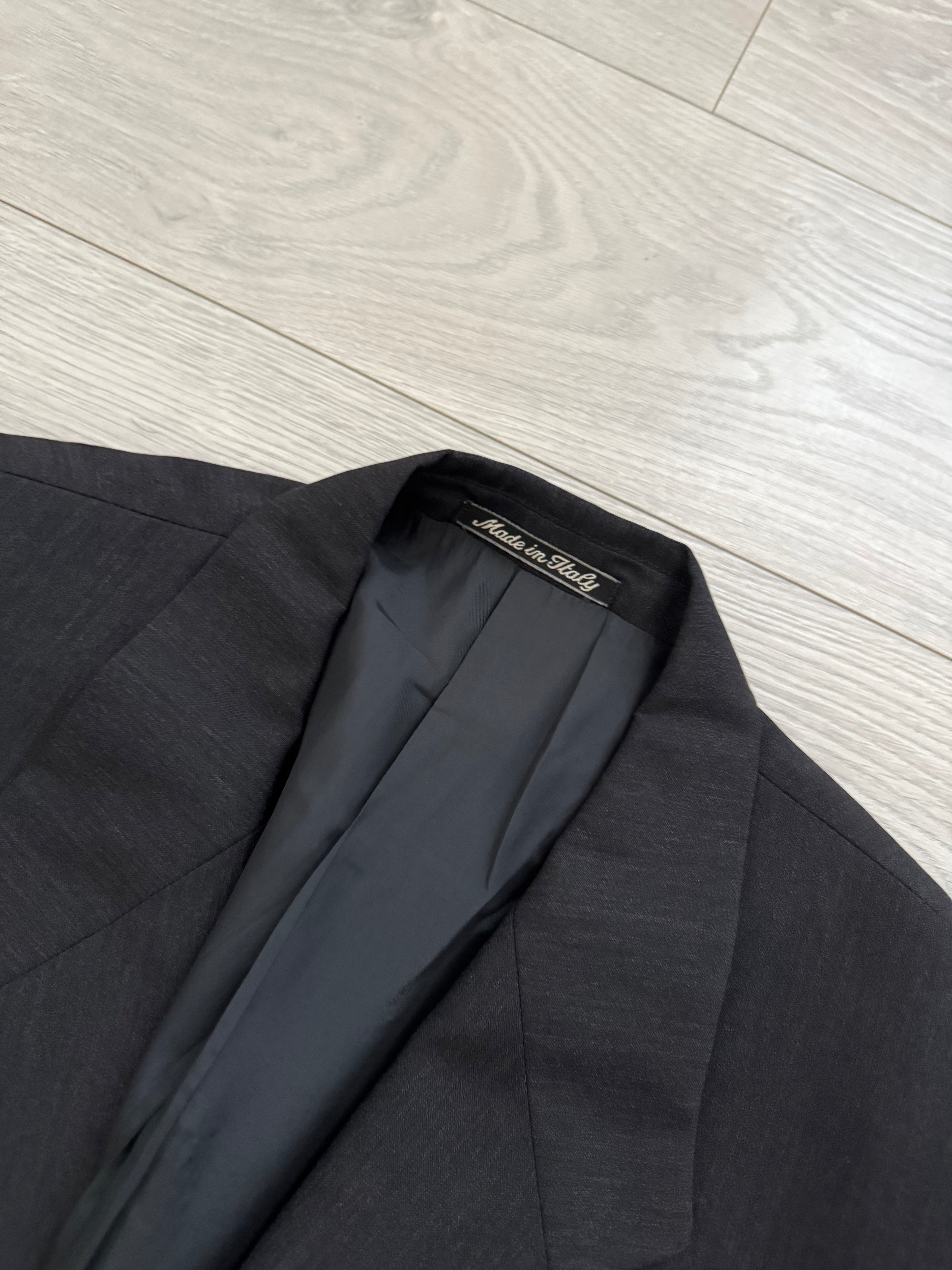 Giorgio Armani 1980s Grey Peaked Lapel Double Breasted Wool Sports Blazer Jacket - Size XL