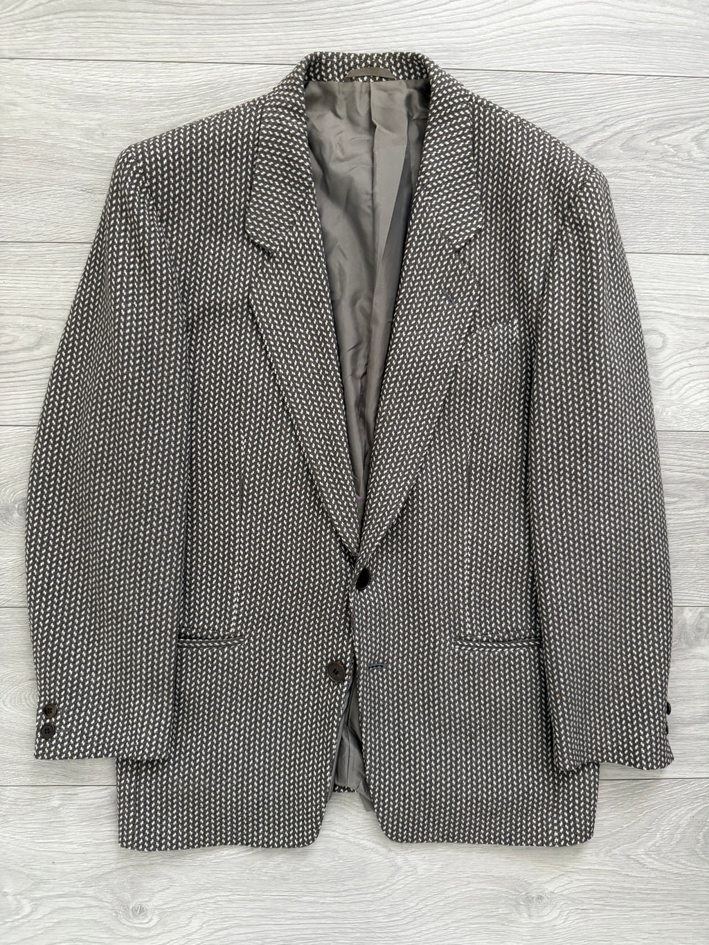 Basile 1980s 2B Textured Wool Sports Jacket Blazer - Size L