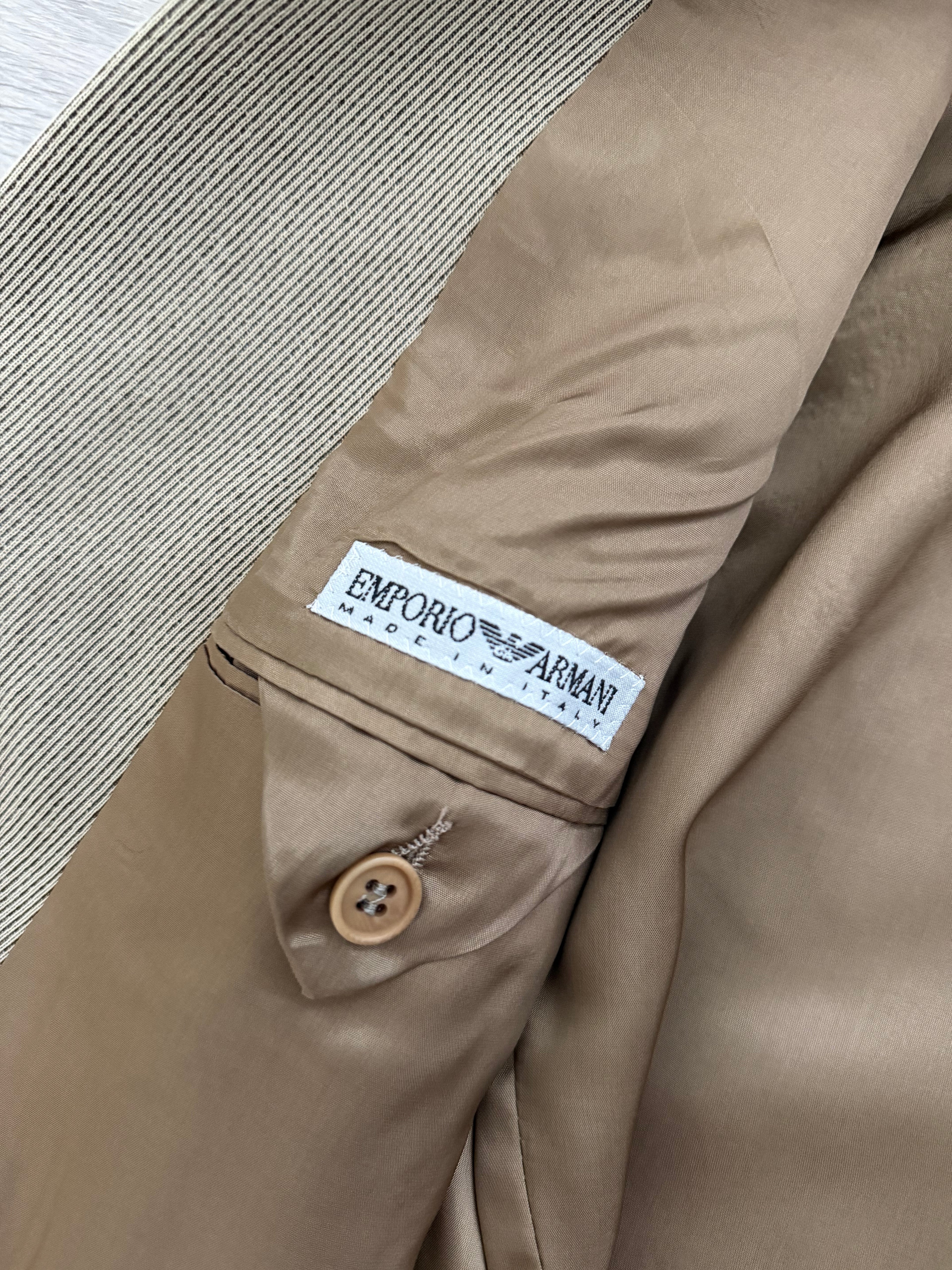 Emporio Armani 1990s Crepe Twill Weave 3B Double-Pleated Suit Sand Beige - Size M Jacket / 32" Waist