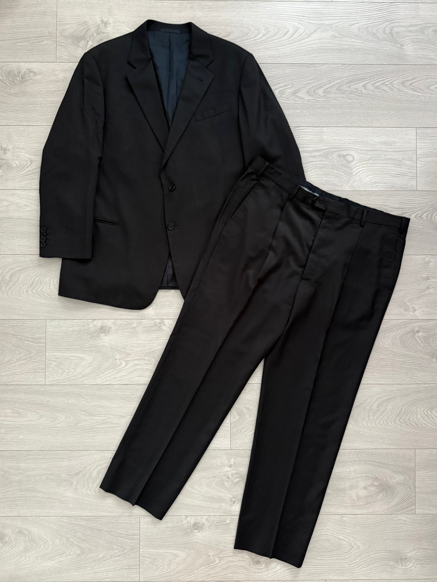 Armani 1990s 2B Pleated Wool Suit - Size XL Jacket / 40" Waist