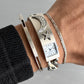 Jean Paul Gaultier 00s 3D Studded Moon Star Motif Stainless Steel Watch Bracelet