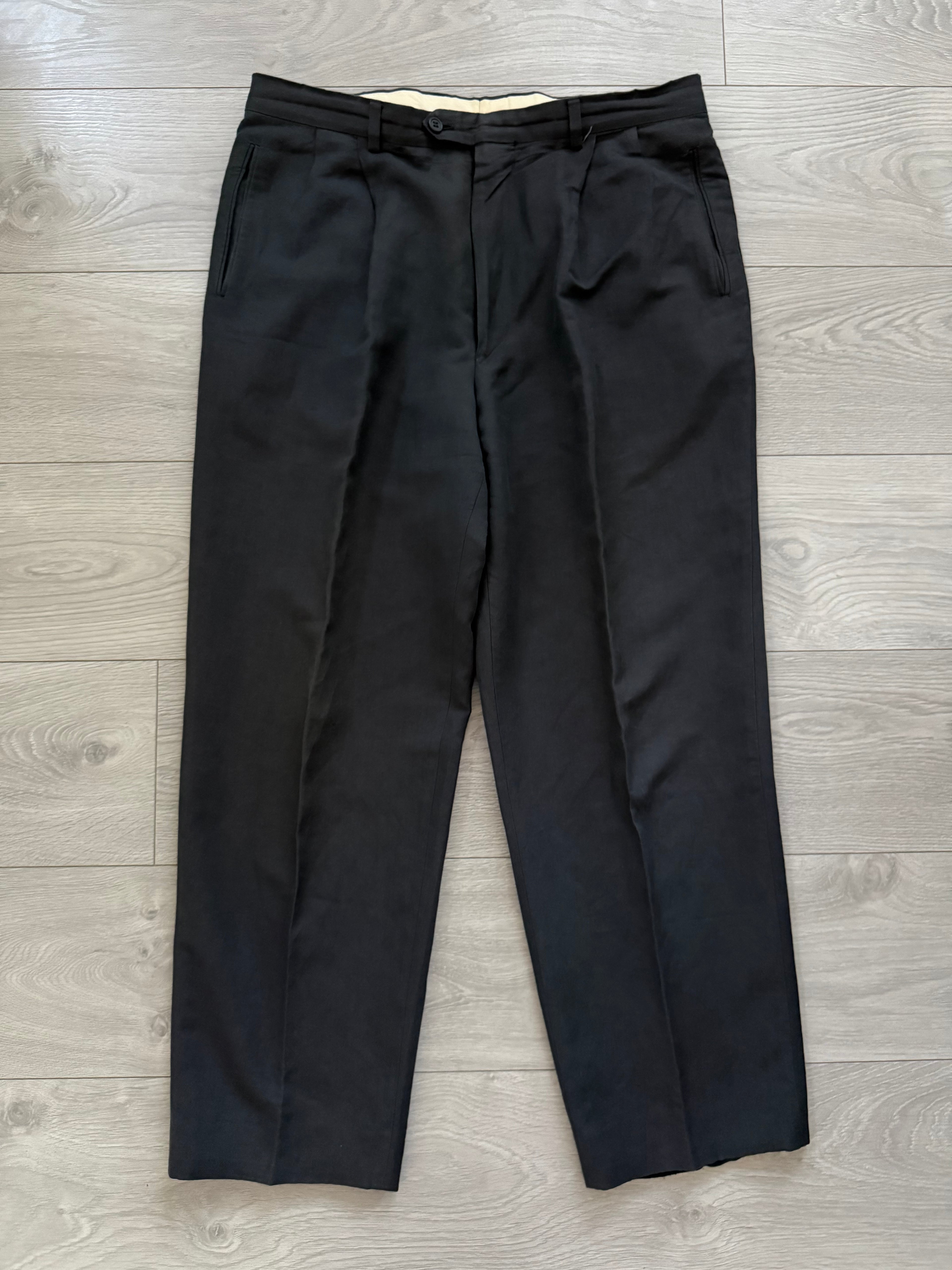 Giorgio Armani 1980s 3B Linen Blend Suit Charcoal - Size XXL Jacket / 36" Waist