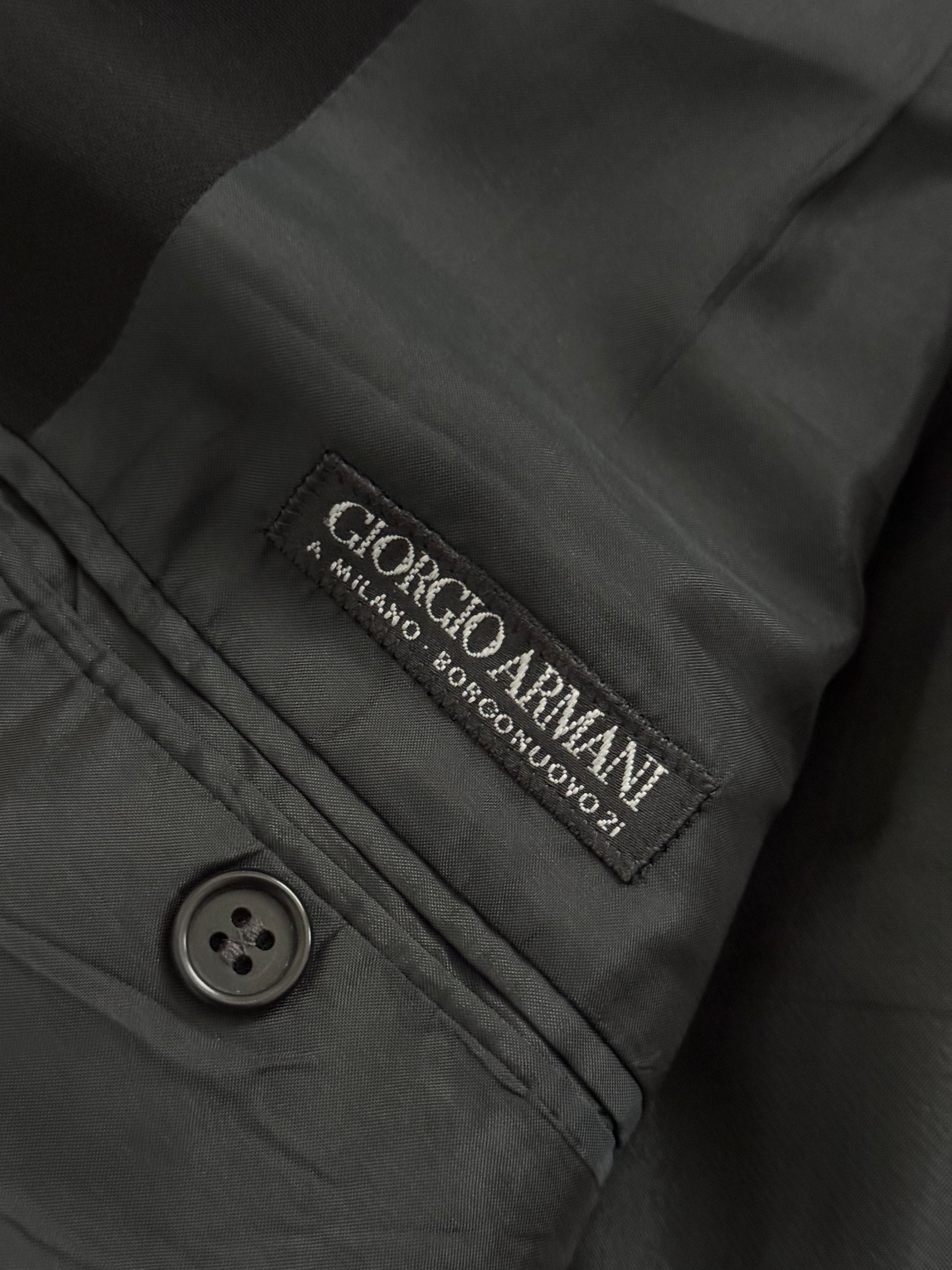 Giorgio Armani Black Label 1990s 3B Relaxed Draped Wool Suit Black - Size XL Jacket / 36" Waist