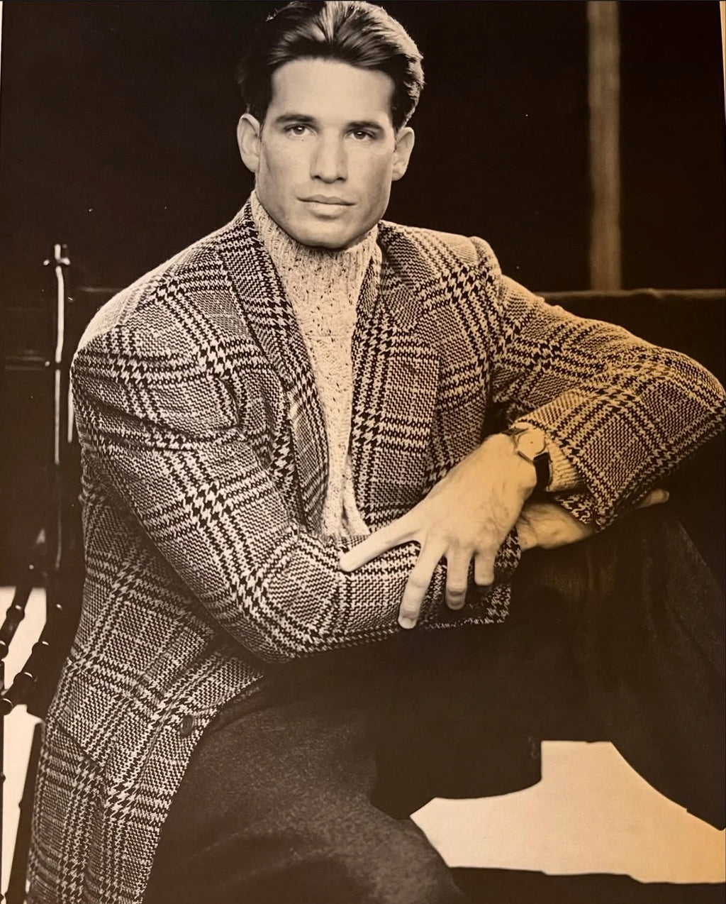 Giorgio Armani 1980s Mainline Wool Check Blazer Sports Jacket - Size L