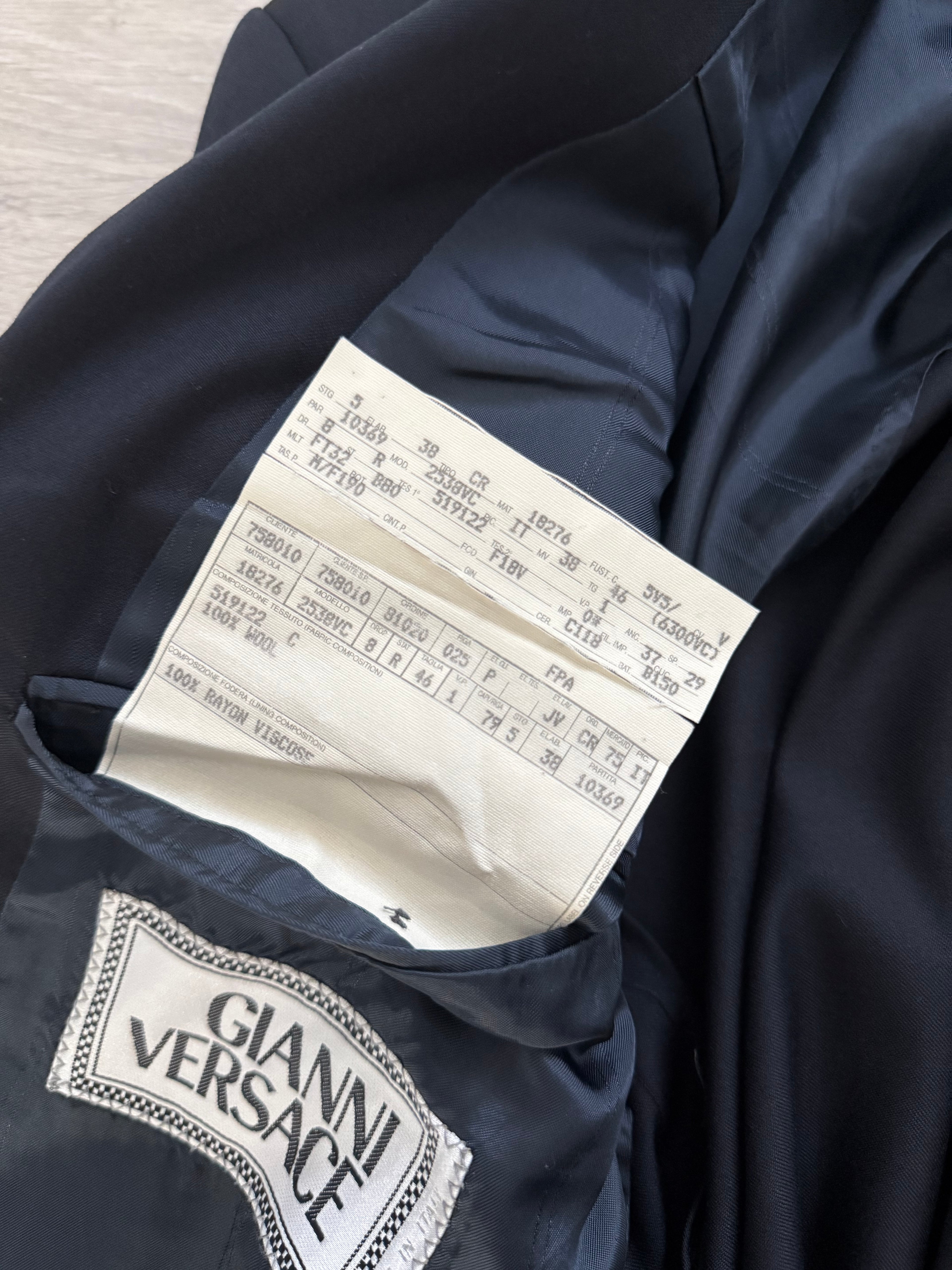 Versace 1980s Double Breasted Notch Lapel Wool Sports Blazer Jacket - Size S