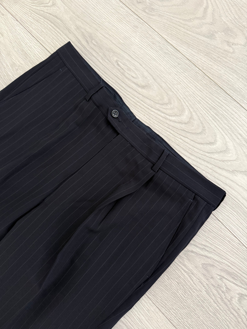 Armani 1990s Striped Wool Pleated Suit - Size XL Jacket / 36" Waist