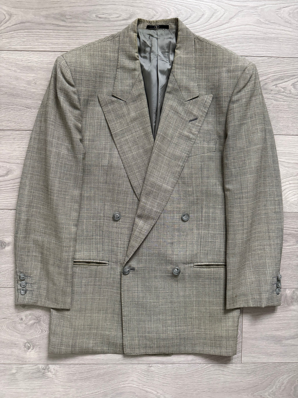 Valentino 1980s Peaked Lapel Double Breasted Wool Sports Blazer Jacket - Size S