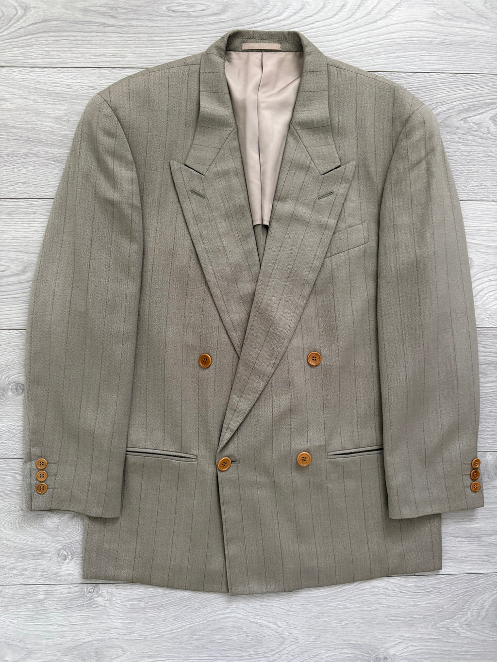 Emporio Armani 1990s Peaked Lapel Double Breasted Lightweight Wool Sports Jacket Blazer - Size M