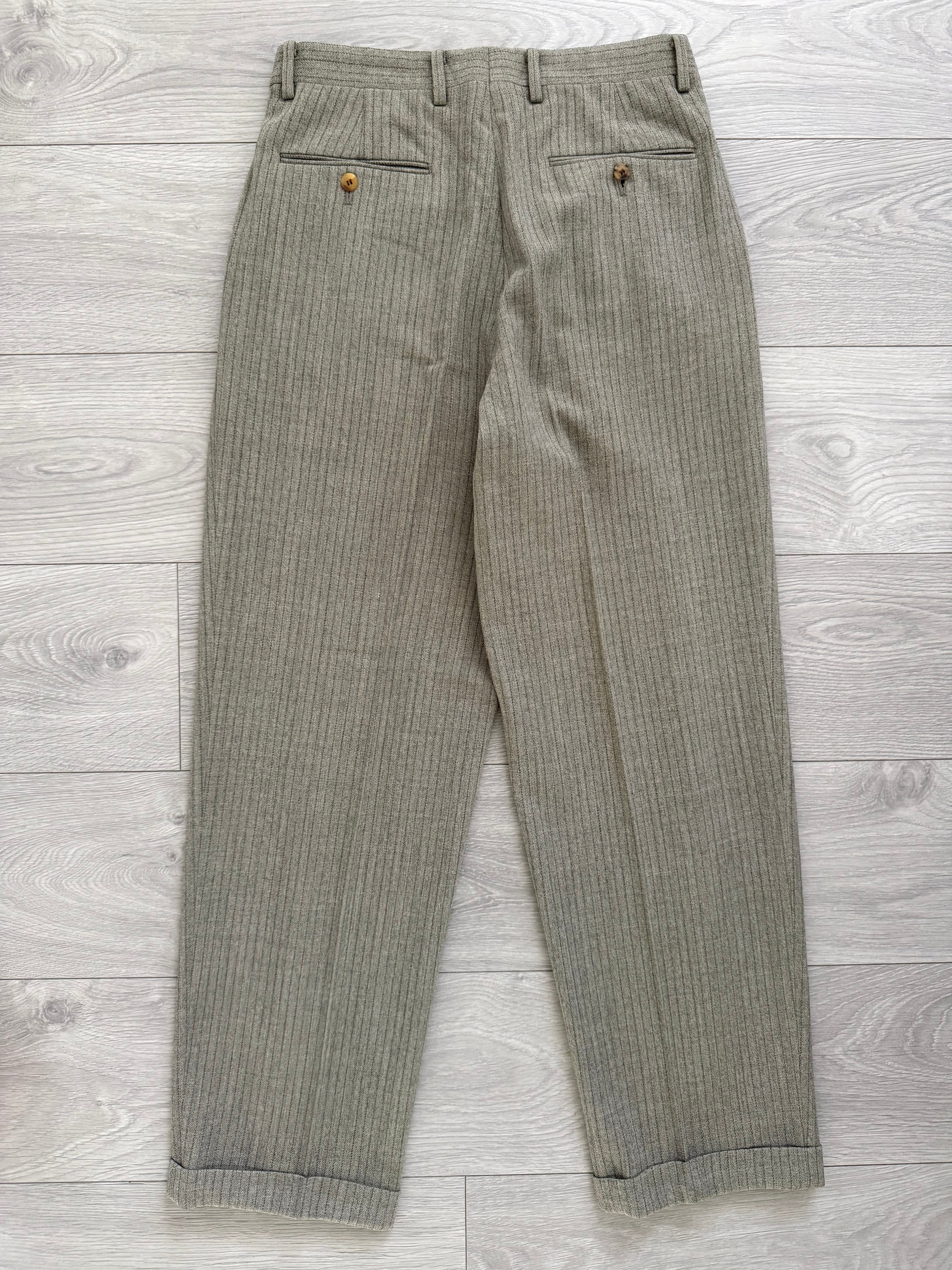Basile 1980s Torello Viera Fabric Peaked Lapel Double Breasted Pleated Wool Suit - Size M Jacket / 31" Waist