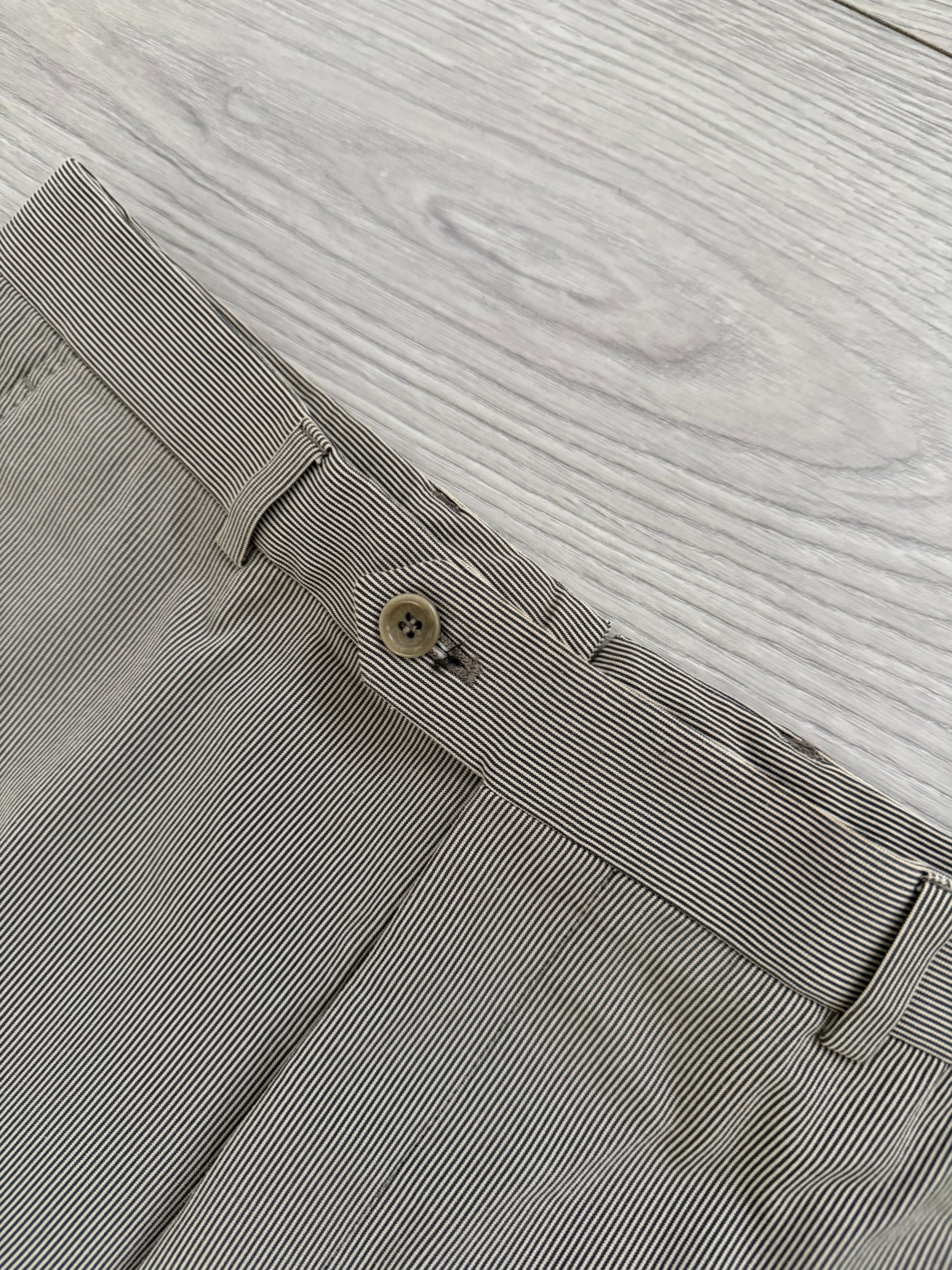 Armani 2000s Pleated Cotton Blend Striped Pants - Size 31" Waist