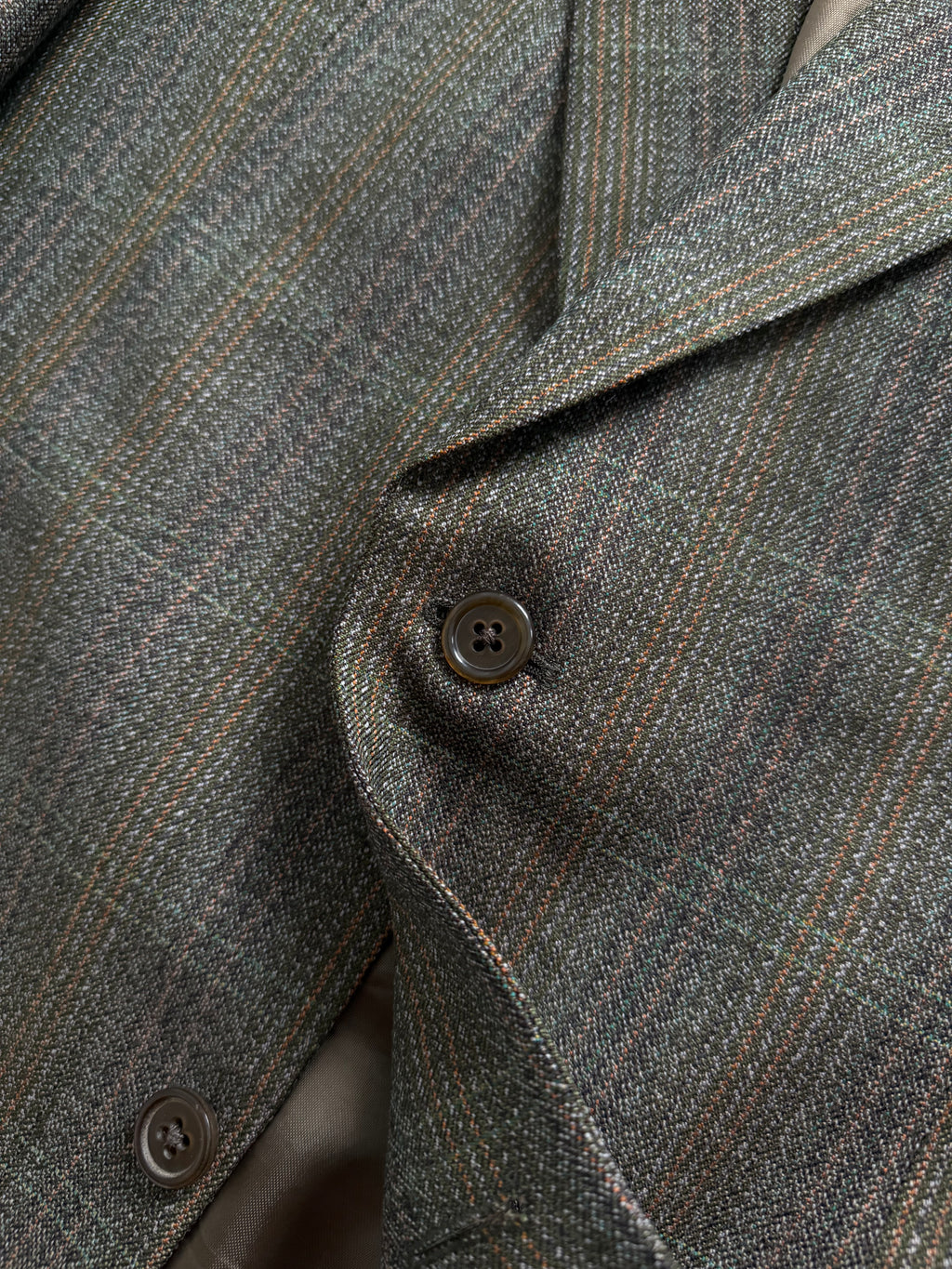 Vintage 1980s 2B Wool Textured Green Brown Suit - Size M Jacket / 32" Waist