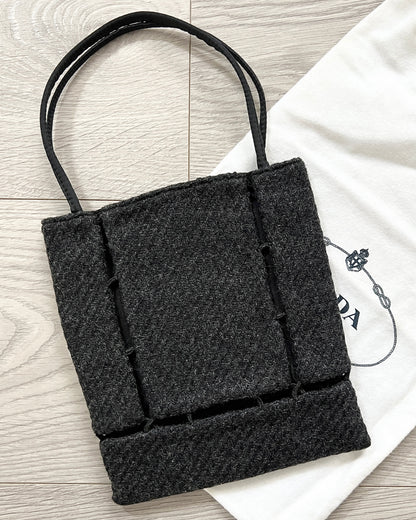 Prada AW1998 Expose-Stitch Wool Top Handle Mini Hobo Bag