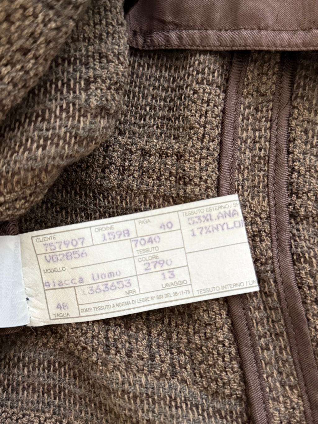 Emporio Armani 1990s 4B Wool Cotton Texture Pattern Jacket - Size L