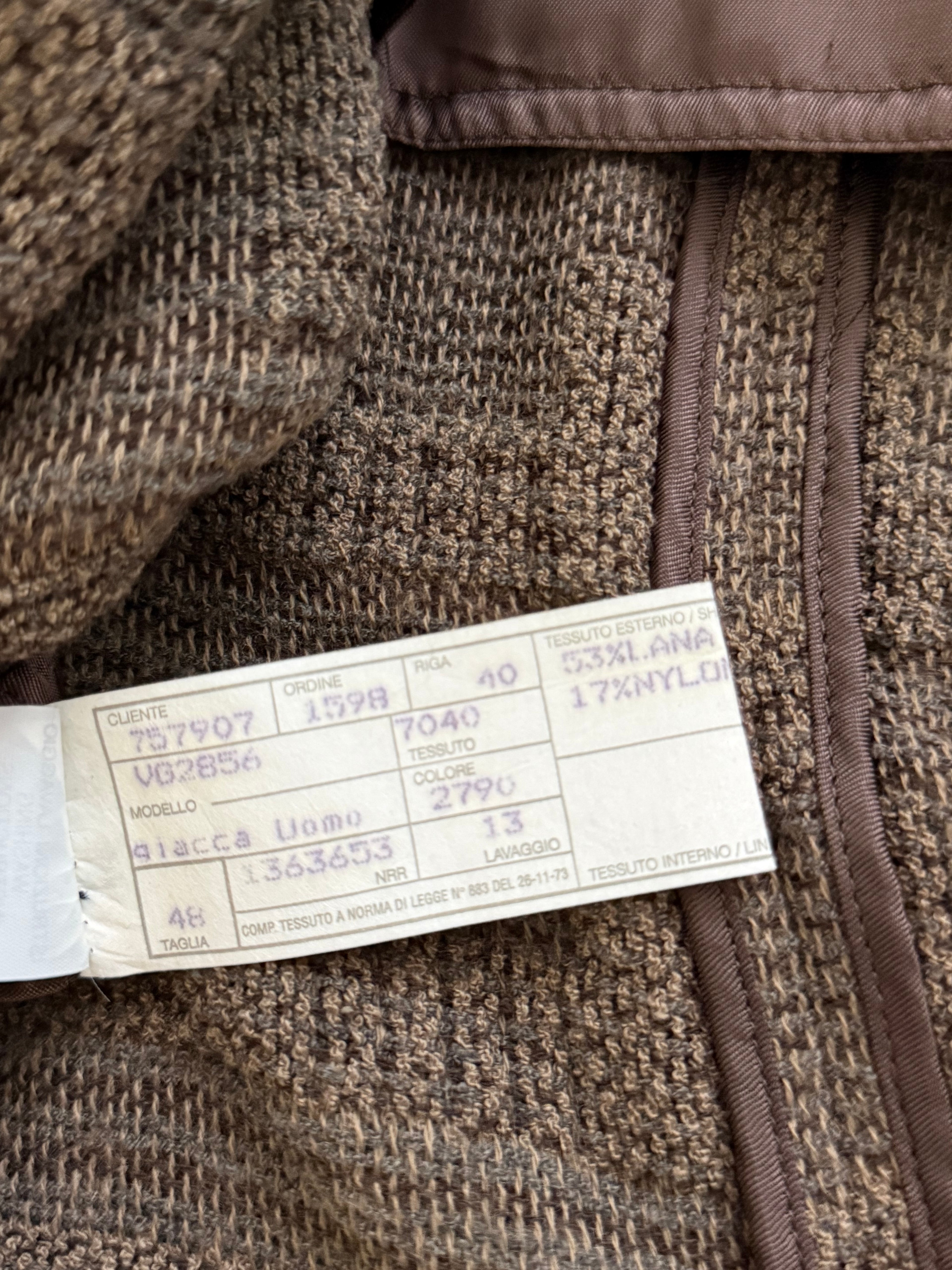 Emporio Armani 1990s 4B Wool Cotton Texture Pattern Jacket - Size L