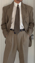 Emporio Armani 1990s 2B Taupe Beige Wool Twill Sport Blazer Jacket - Size XL